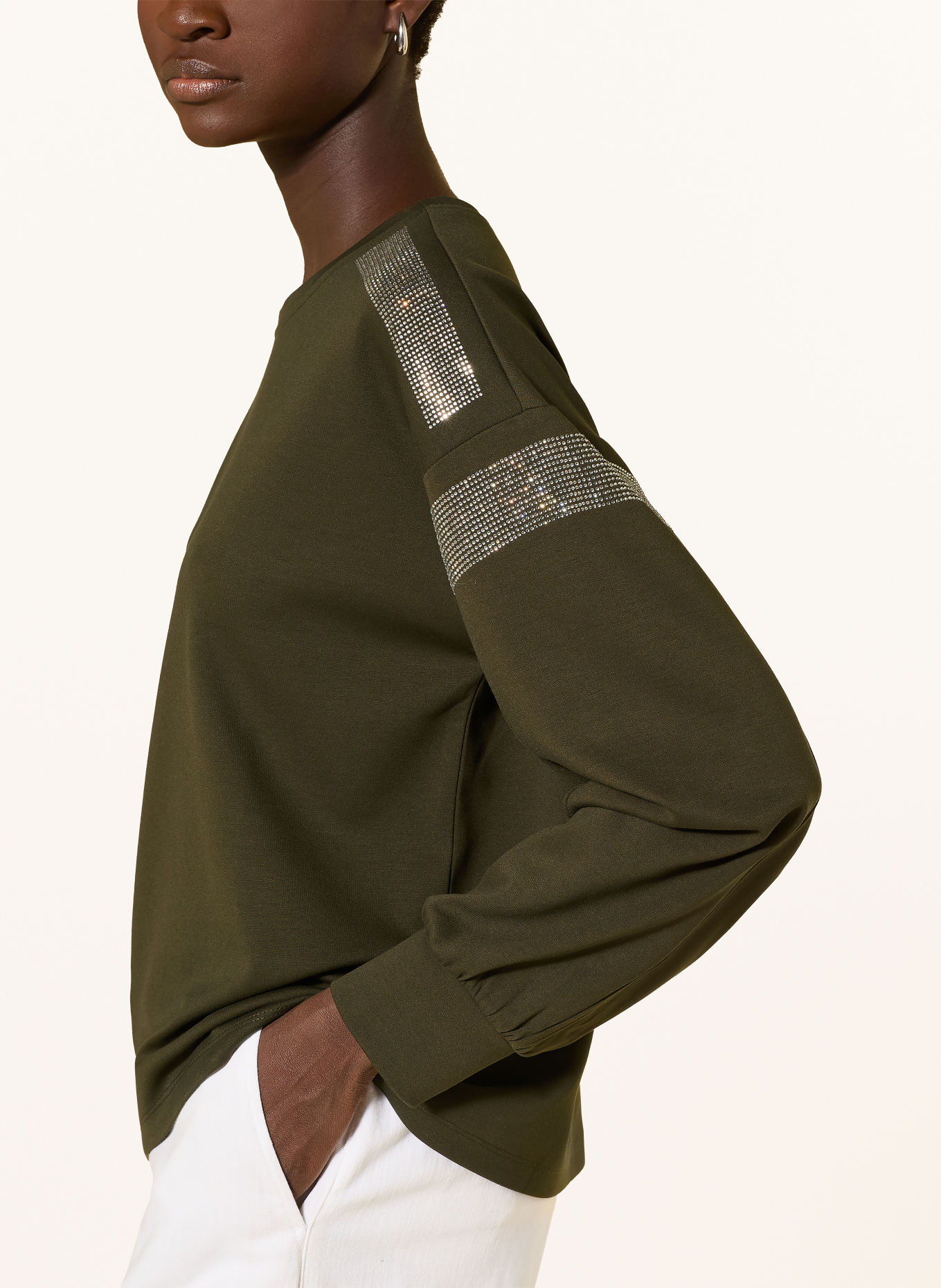 monari Longsleeve met sierstenen: DONKERGROEN