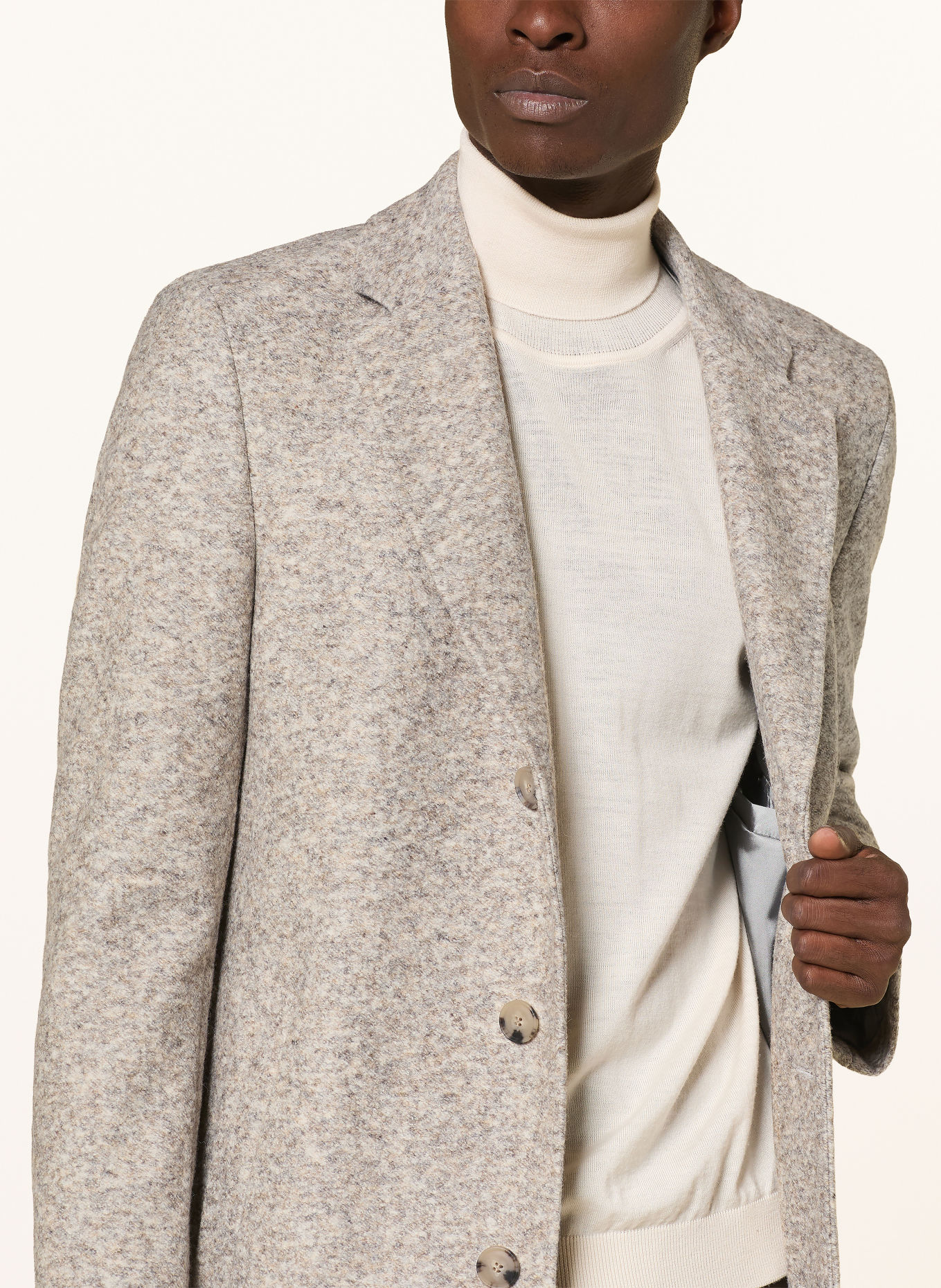 BOSS HYDE-Mantel met afneembare kraag: CRÈME / BEIGE / GRIJS