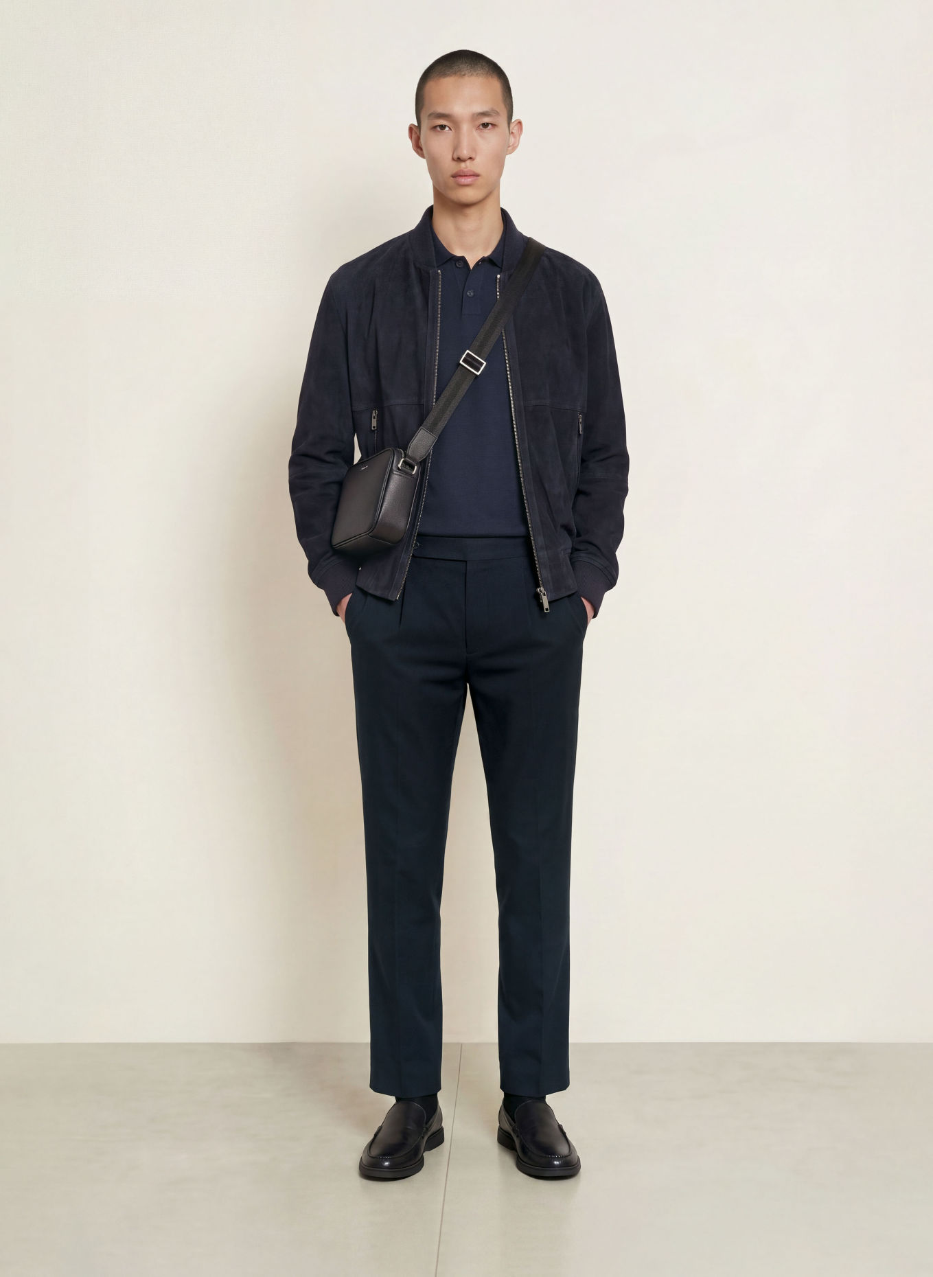 BOSS Kalhoty PERINO Tapered Fit: TMAVĚ MODRÁ