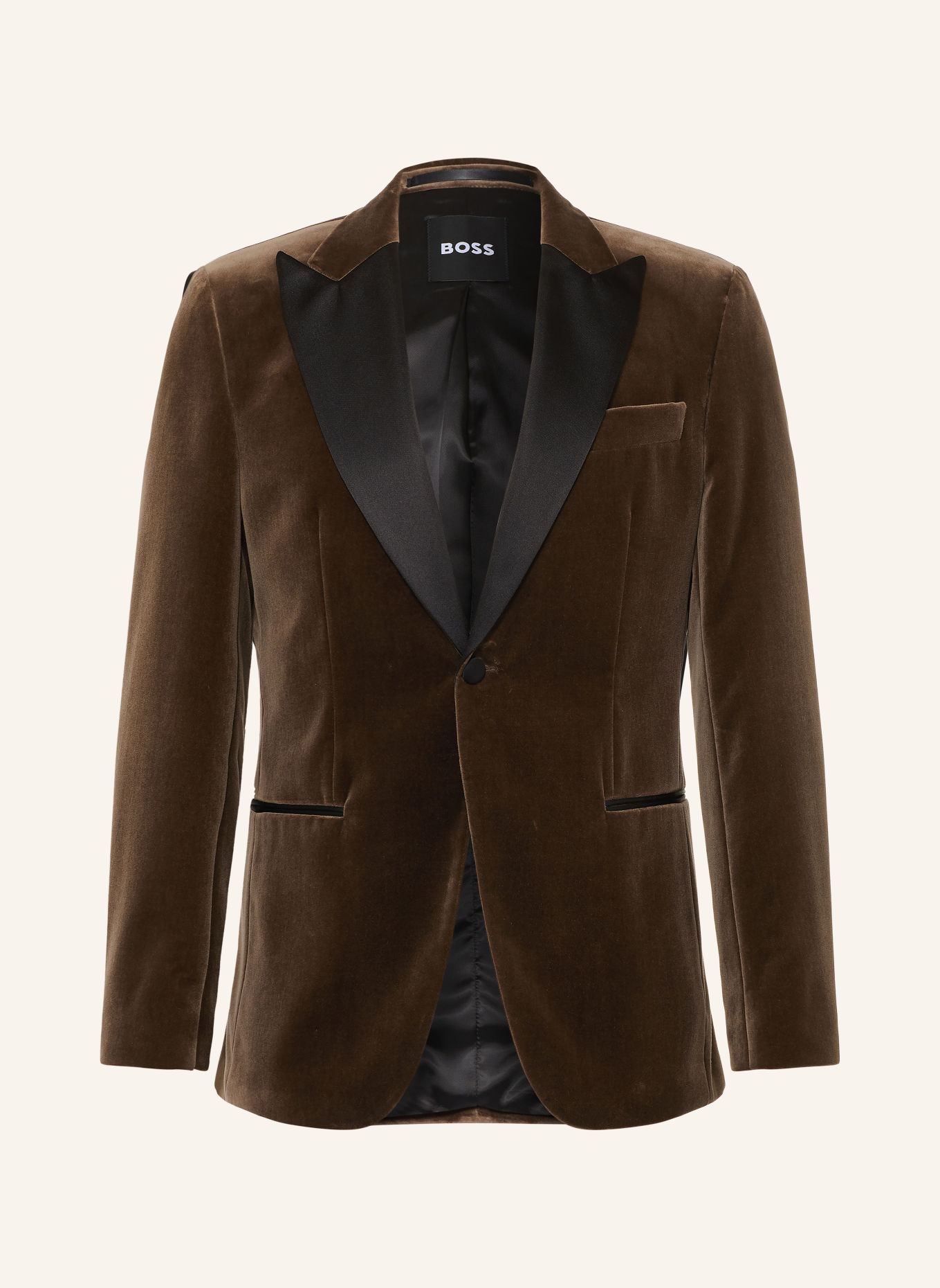 BOSS Fluwelen colbert HUTSON Slim Fit: 248 OPEN BROWN