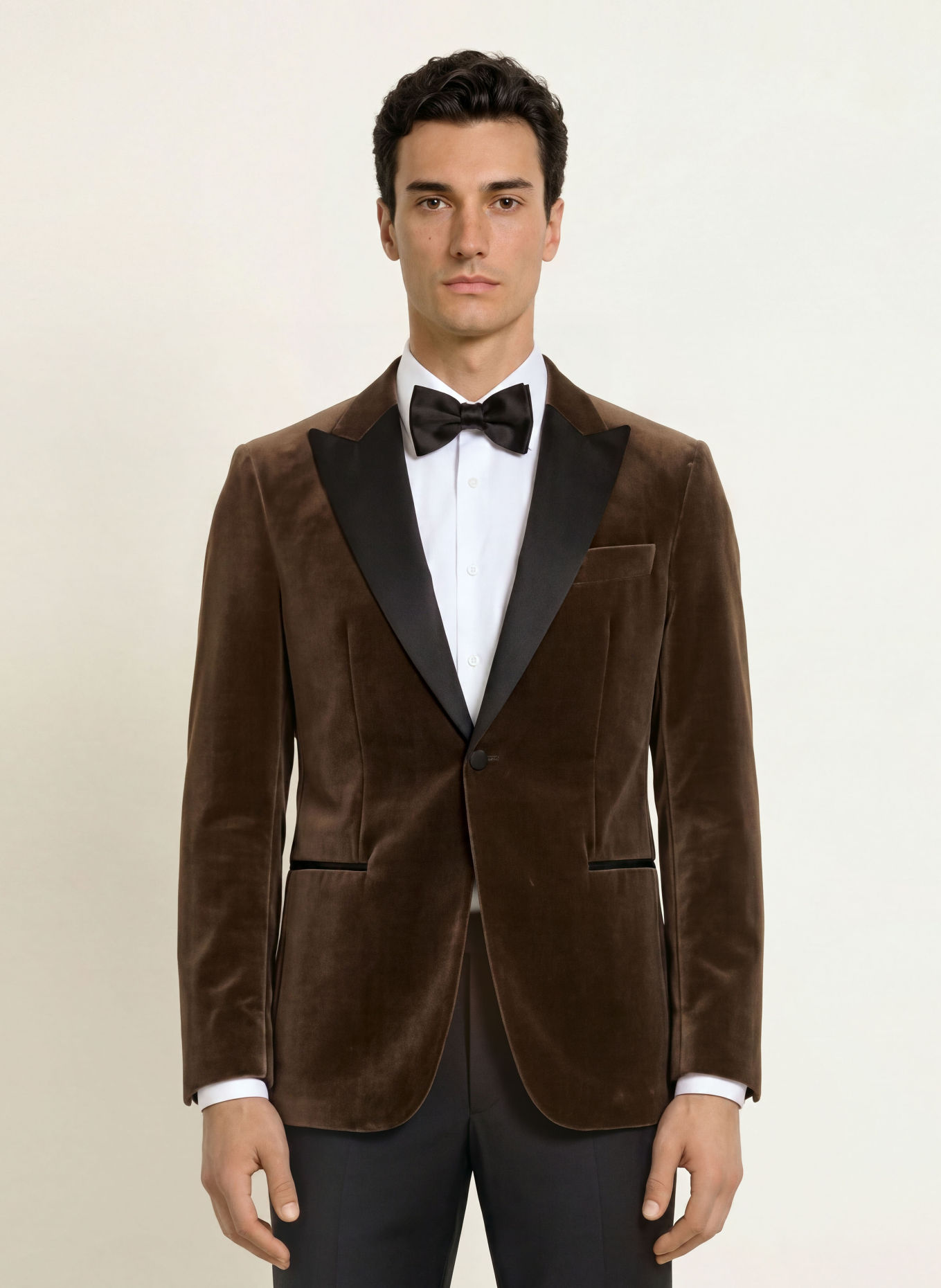 BOSS Fluwelen colbert HUTSON Slim Fit: 248 OPEN BROWN