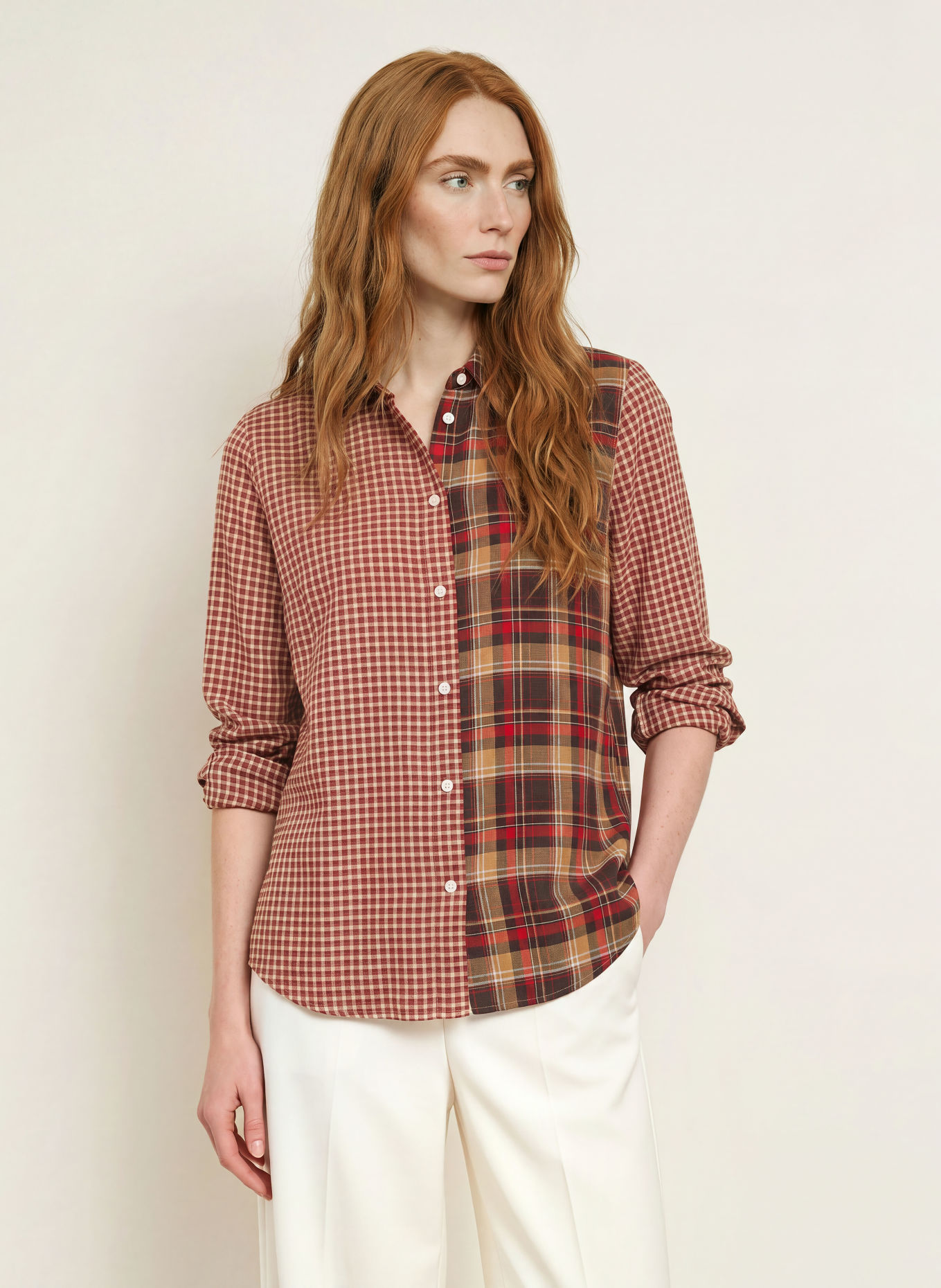 Smith & Soul Shirt blouse: RED / BROWN / BLACK