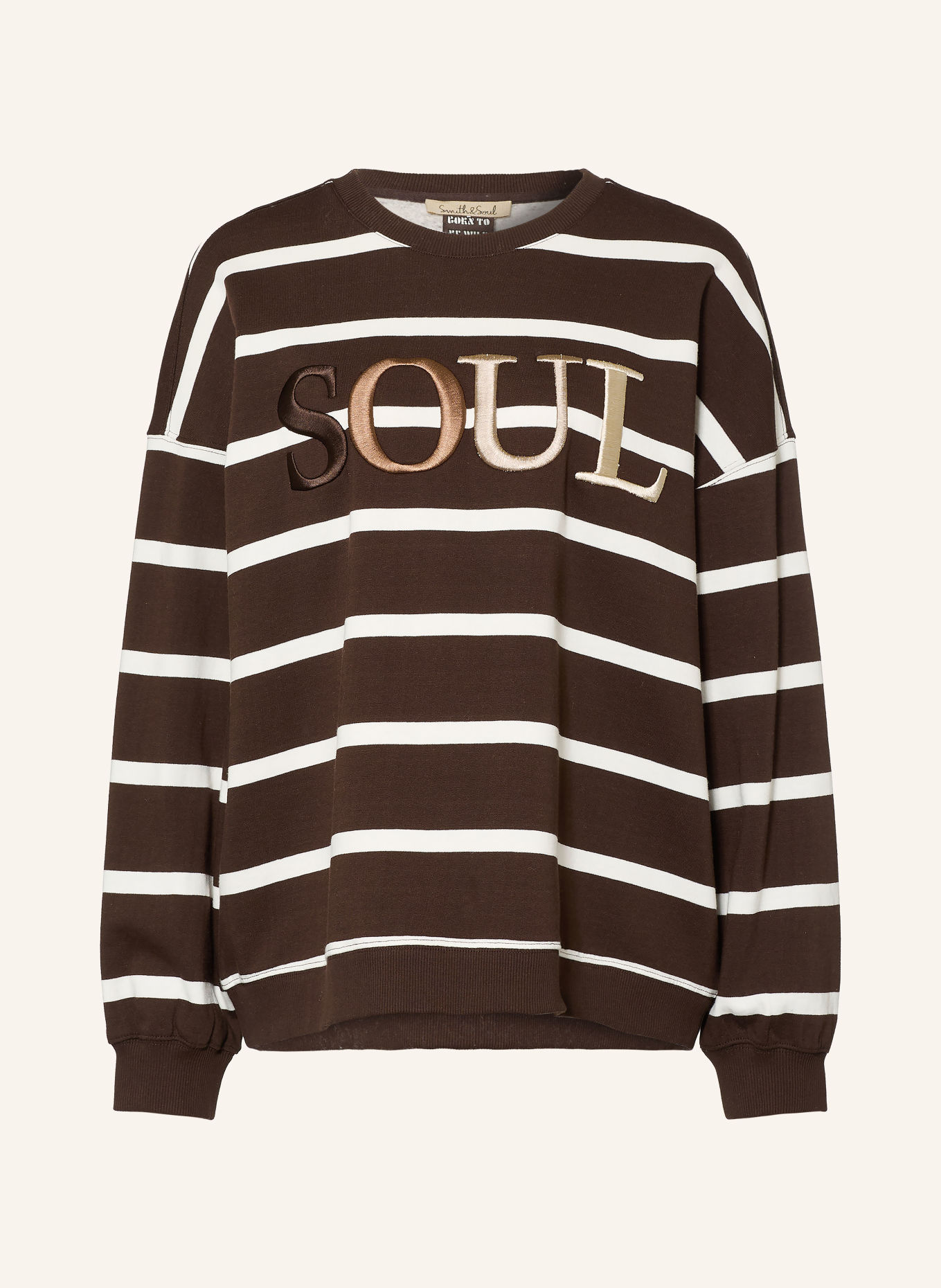 Smith & Soul Oversized-Sweatshirt: DUNKELBRAUN / HELLBRAUN / WEISS