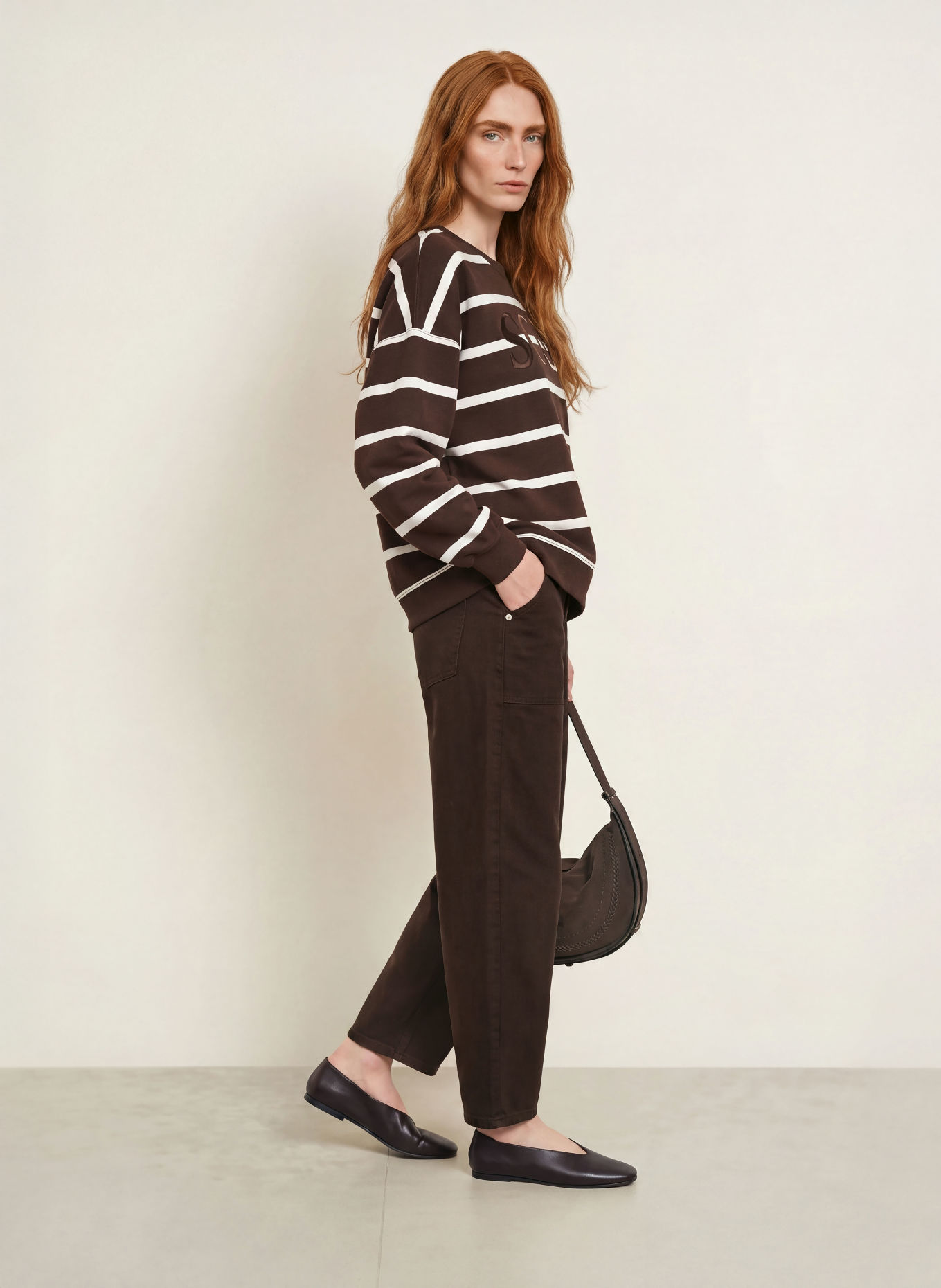 Smith & Soul Oversized-Sweatshirt: DUNKELBRAUN / HELLBRAUN / WEISS