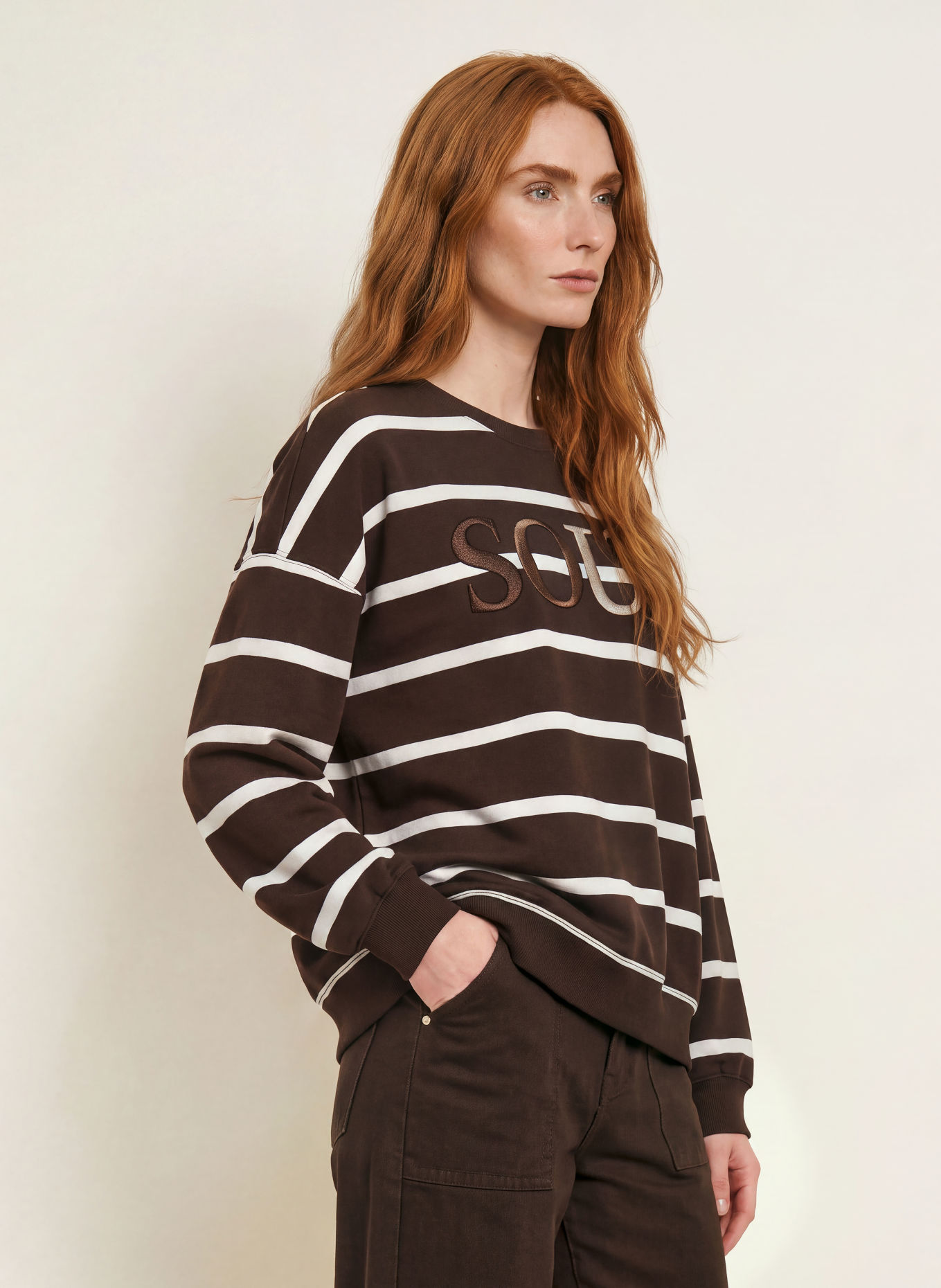 Smith & Soul Oversized-Sweatshirt: DUNKELBRAUN / HELLBRAUN / WEISS