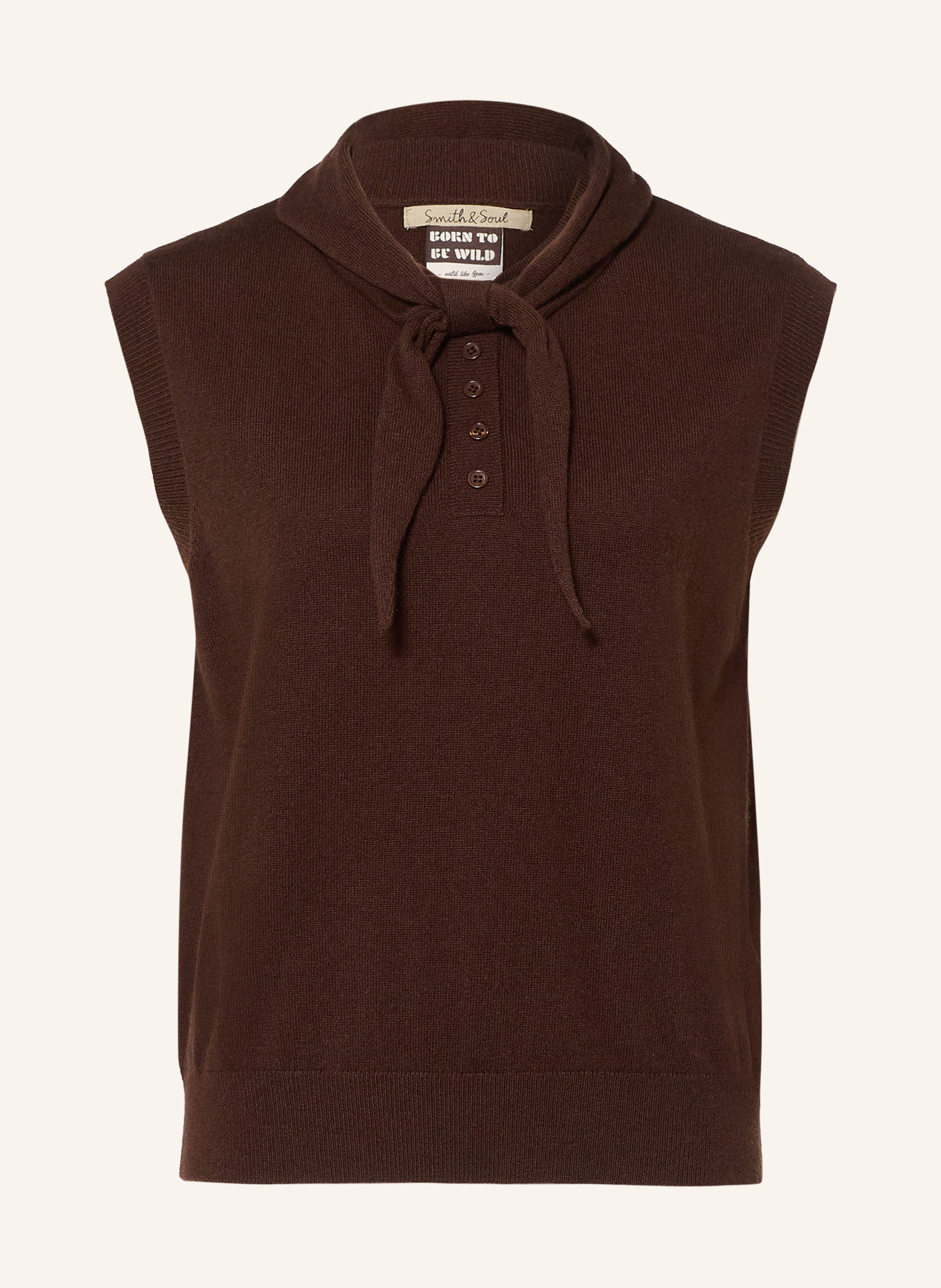 Smith & Soul Sweater vest with bow: DARK BROWN