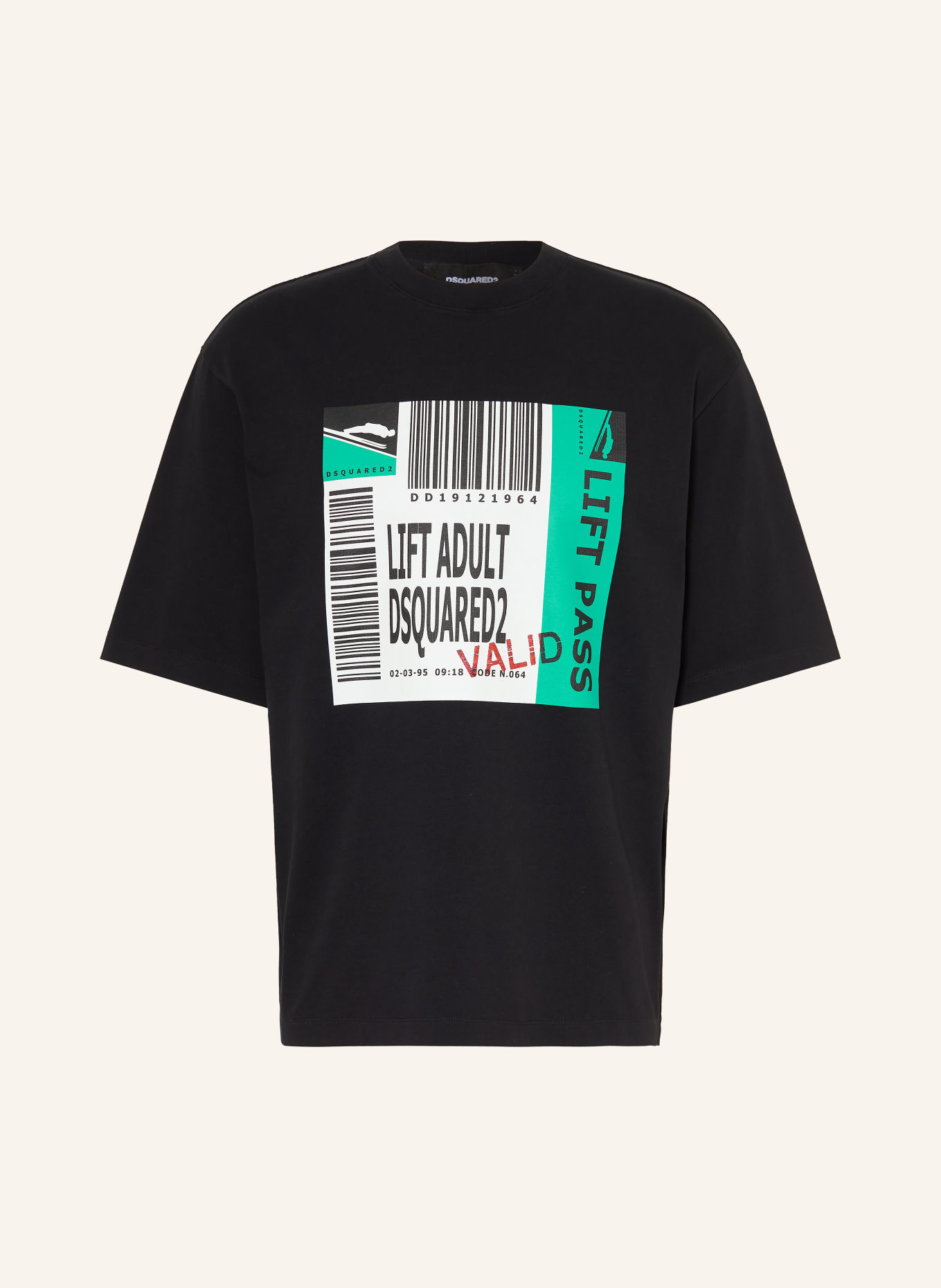 DSQUARED2 T-Shirt: SCHWARZ / GRÜN / WEISS