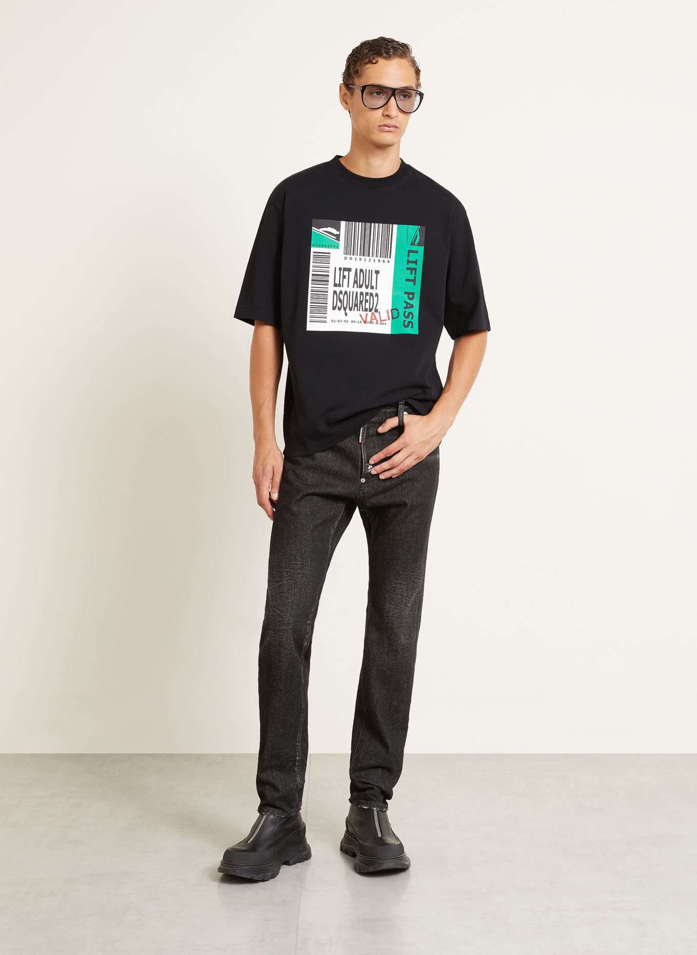 DSQUARED2 T-Shirt: SCHWARZ / GRÜN / WEISS