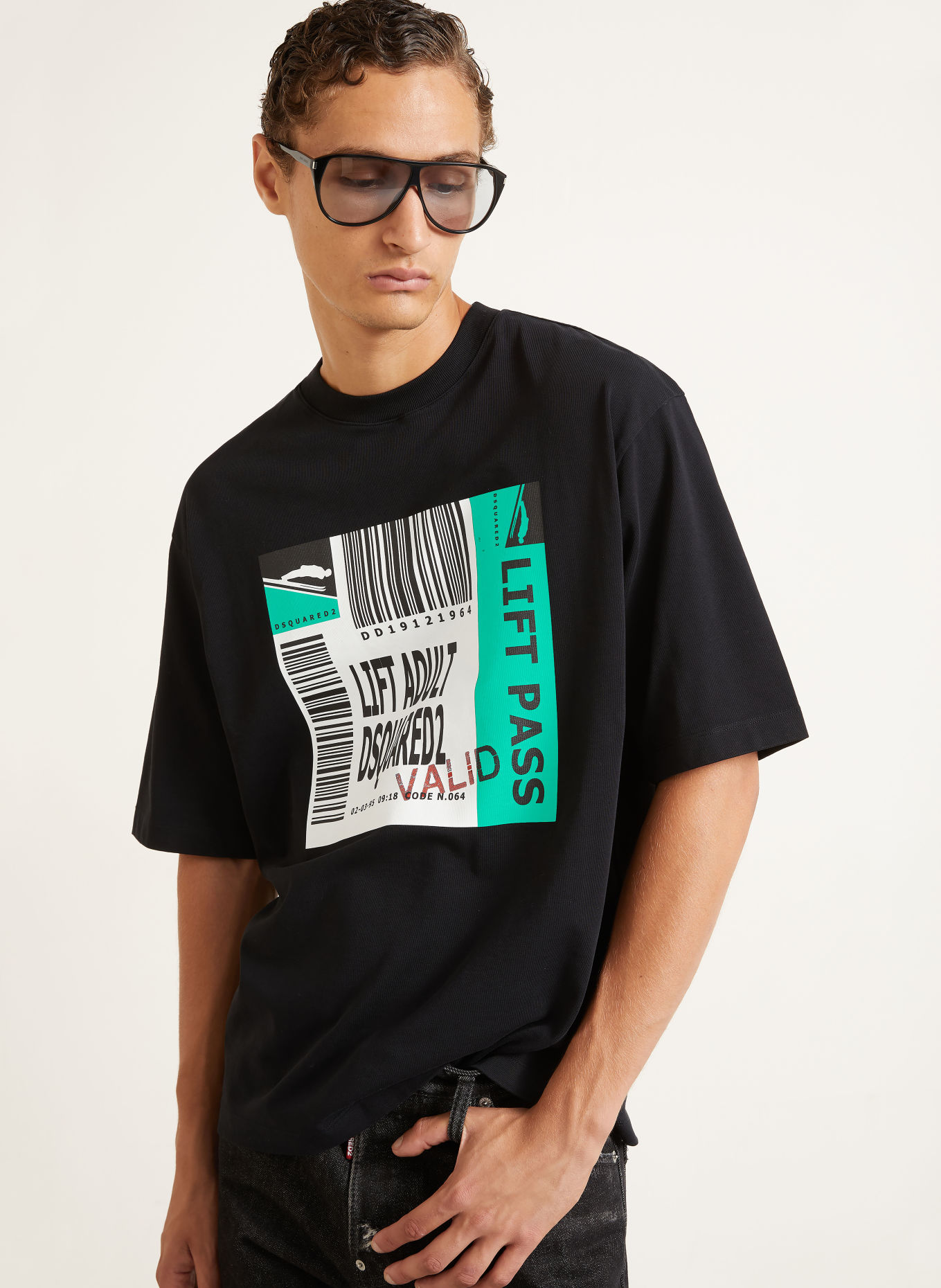 DSQUARED2 T-Shirt: SCHWARZ / GRÜN / WEISS