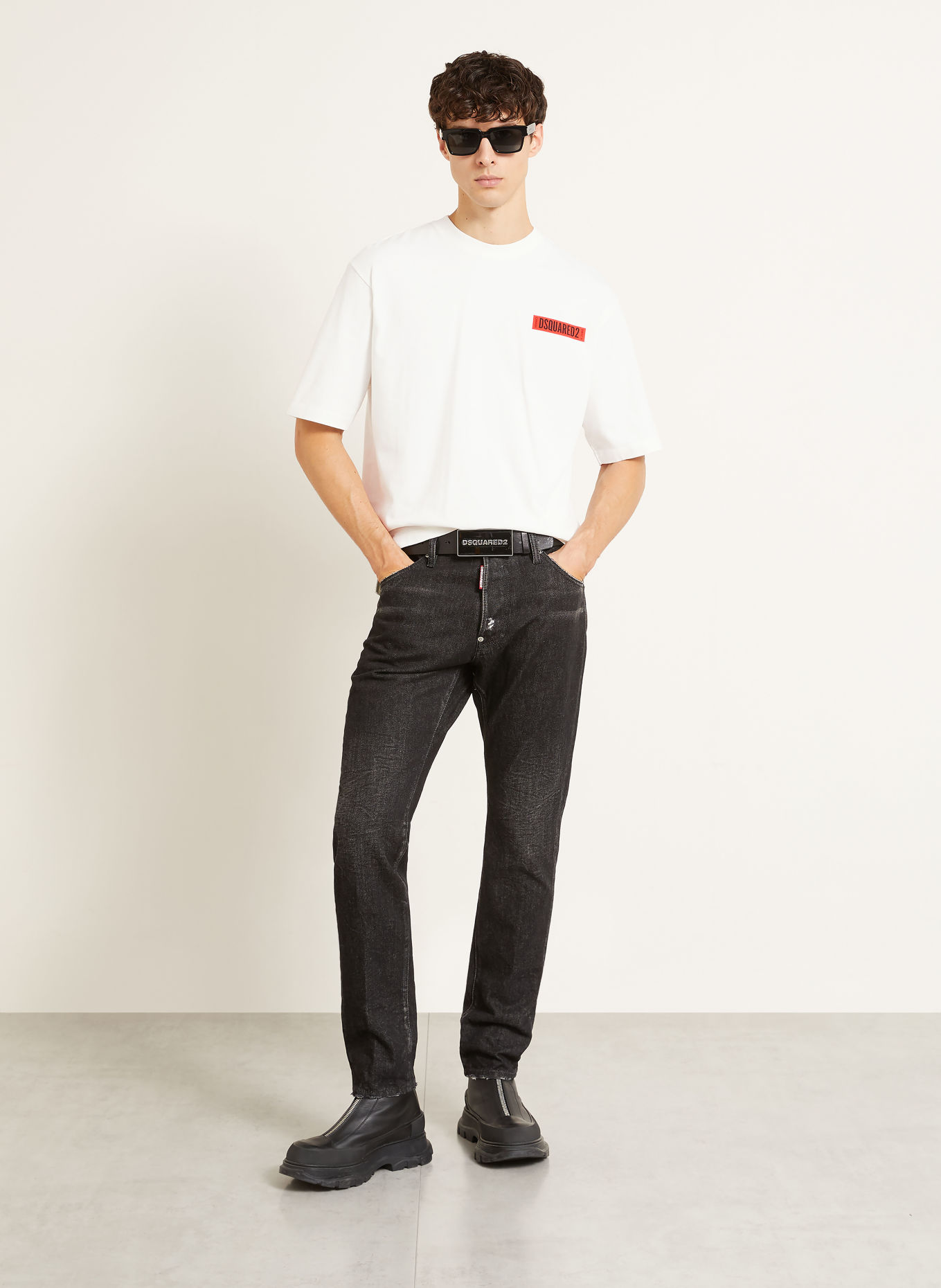 DSQUARED2 T-shirt: BLANC / ROUGE / BLEU FONCÉ