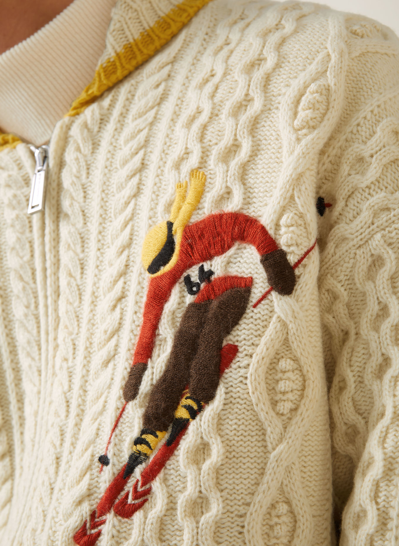 DSQUARED2 Cardigan: CREAM / DARK BROWN / YELLOW