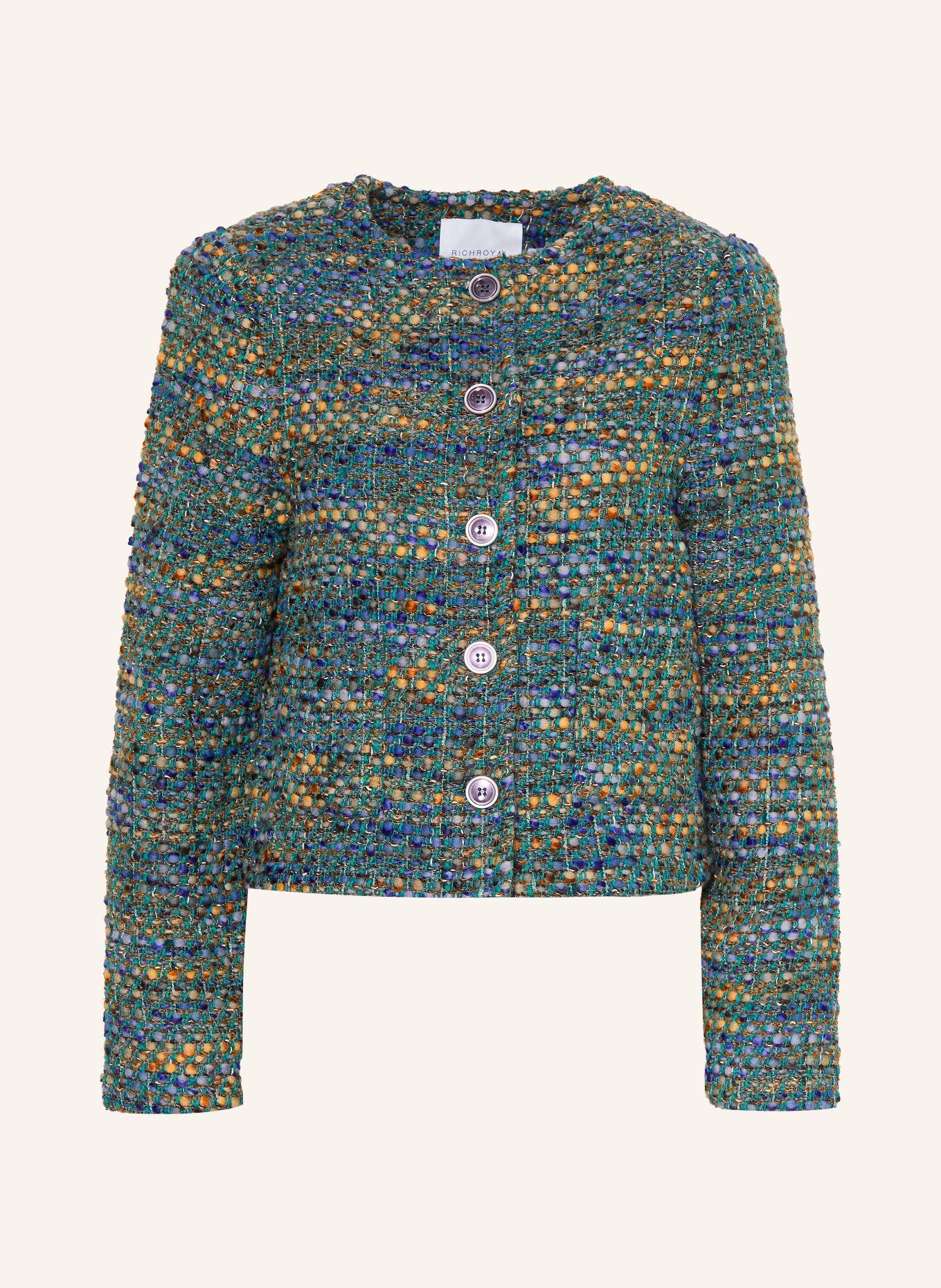 Rich & Royal Bouclé-Blazer: BLAUW / BEIGE / TURQUOISE