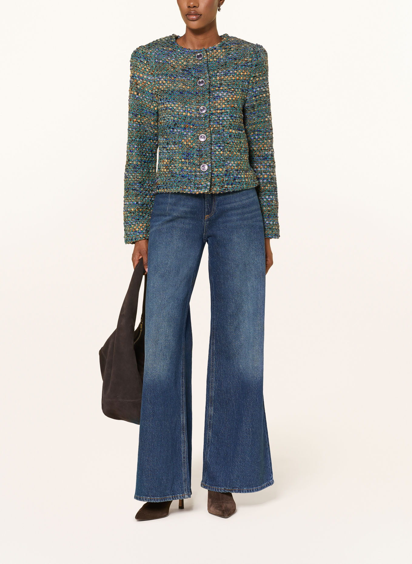 Rich & Royal Bouclé-Blazer: BLAUW / BEIGE / TURQUOISE