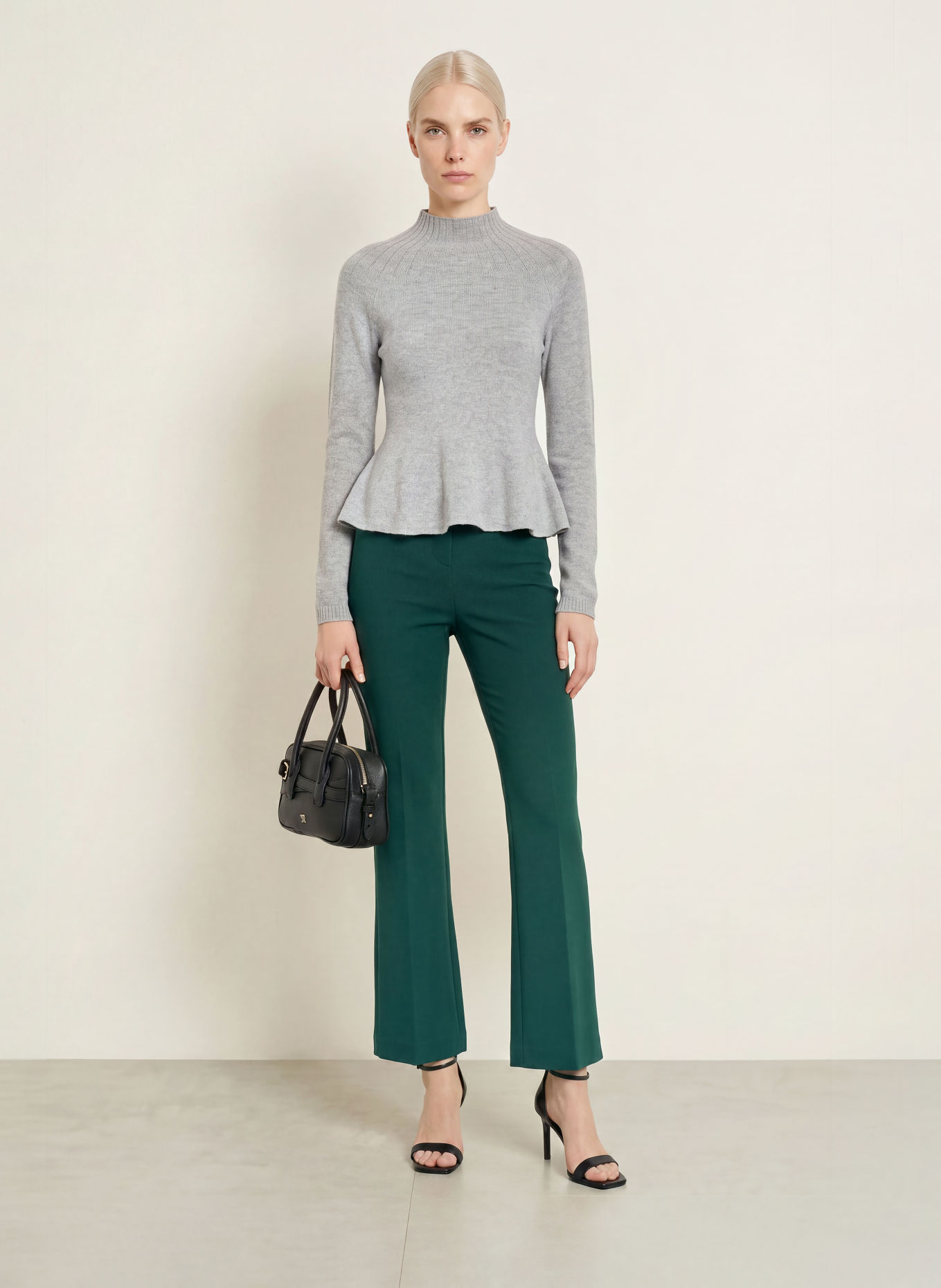 Rich & Royal Bootcut broek van jersey: PETROL