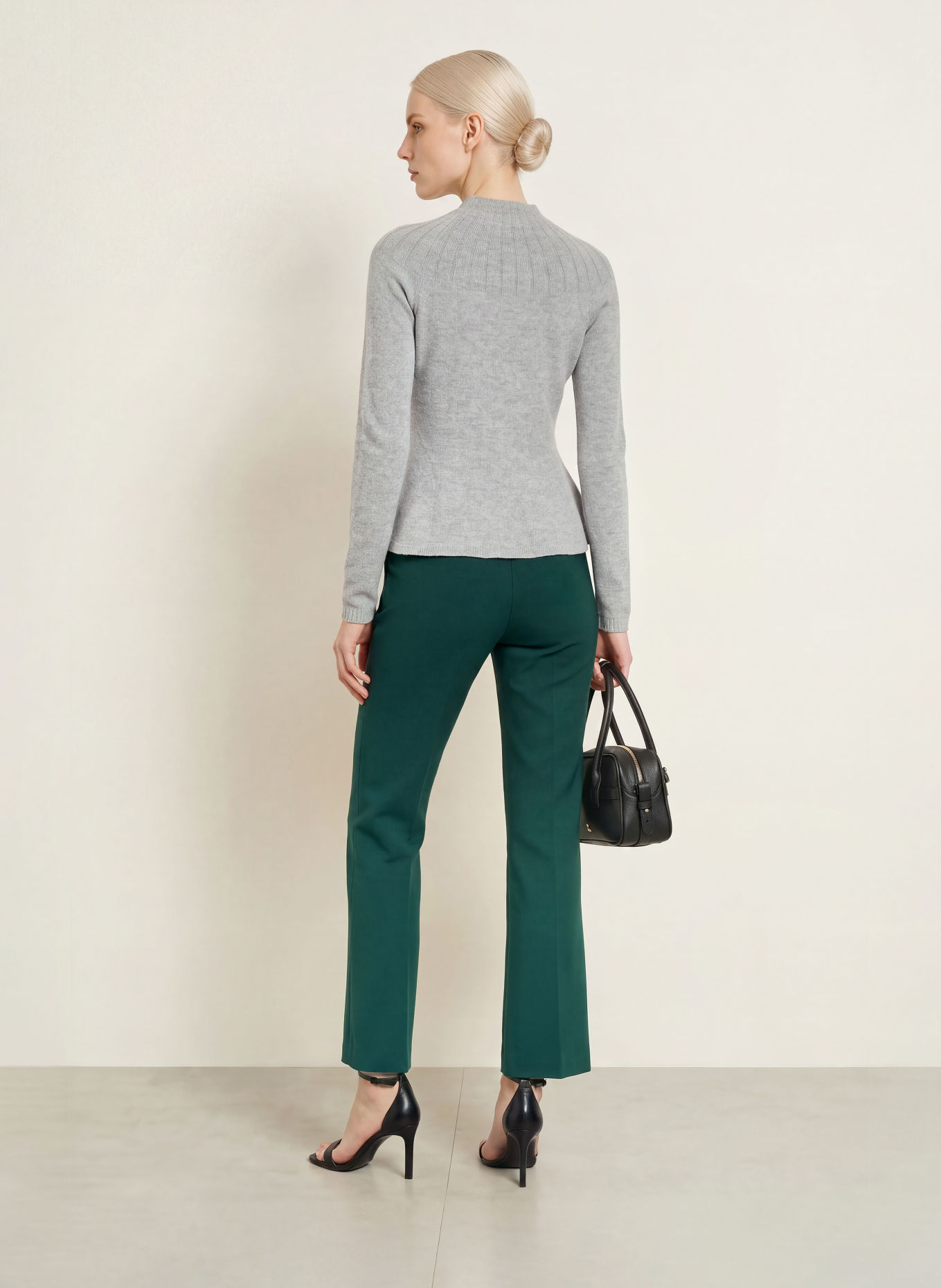 Rich & Royal Bootcut broek van jersey: PETROL