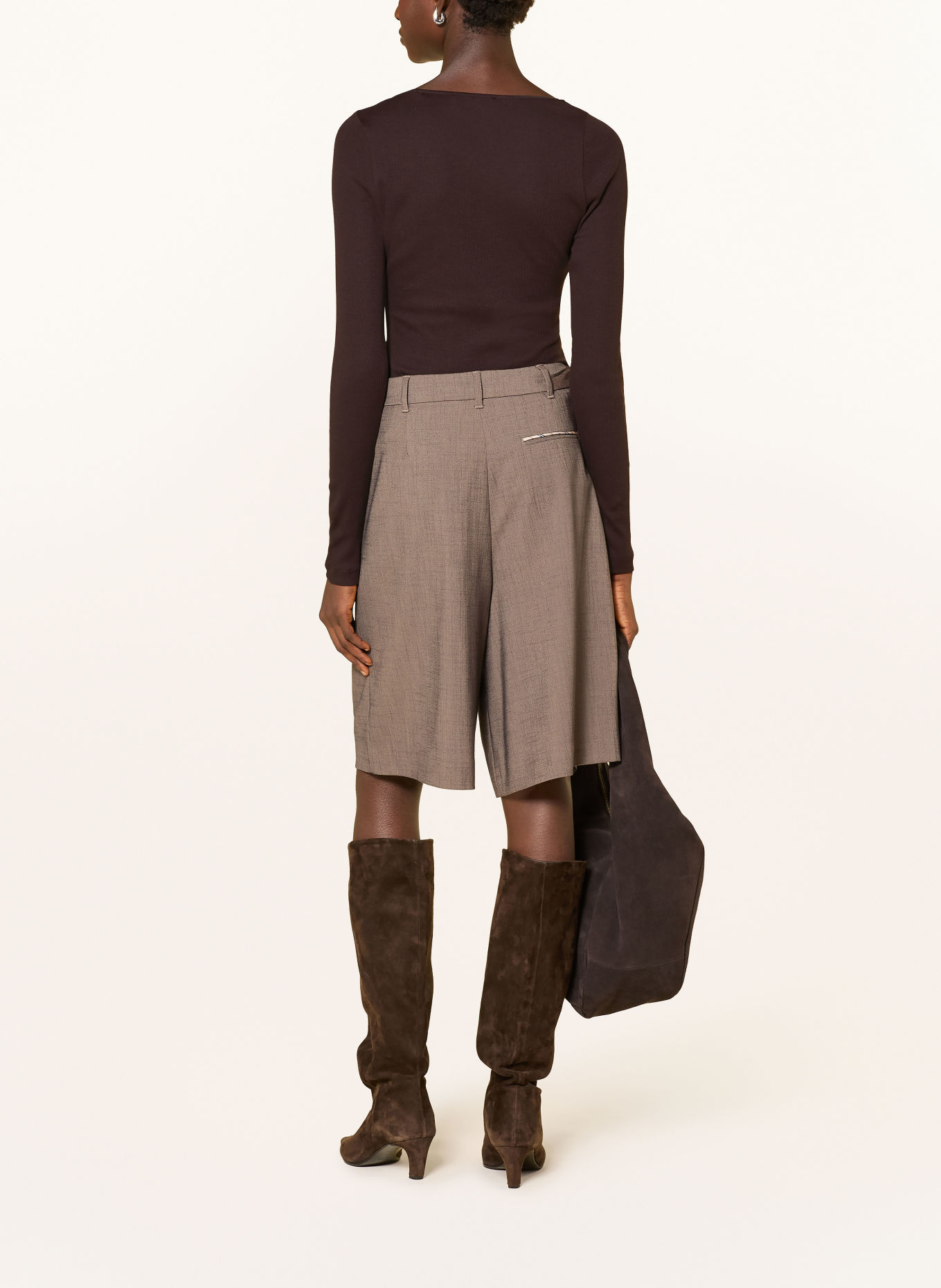 Rich & Royal Longsleeve met lange mouwen en kant: MARRON FONCÉ