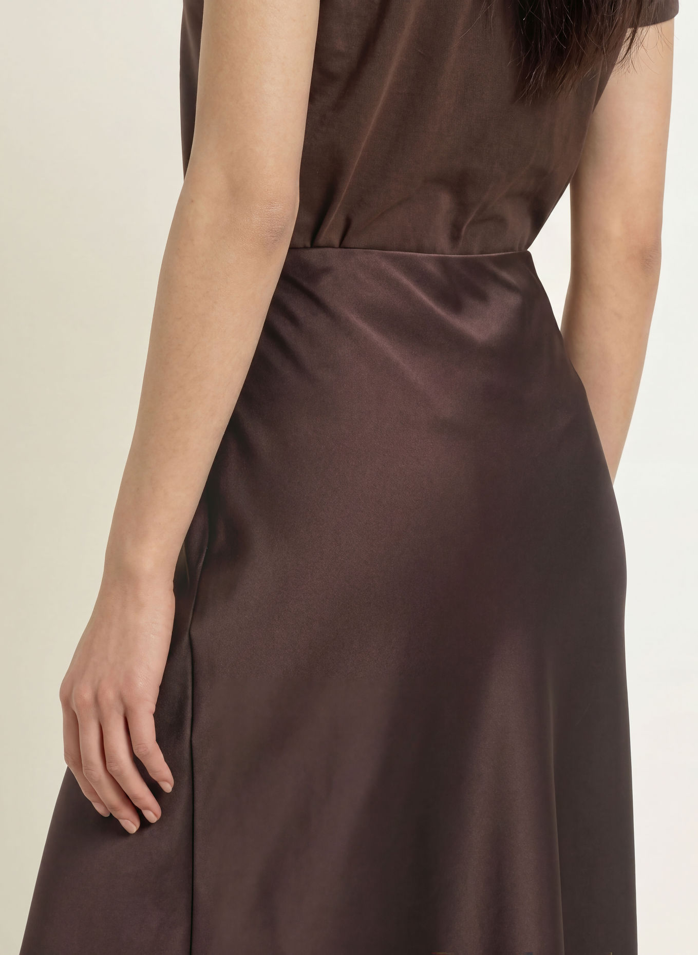 Rich & Royal Satijnen rok: MARRON FONCÉ