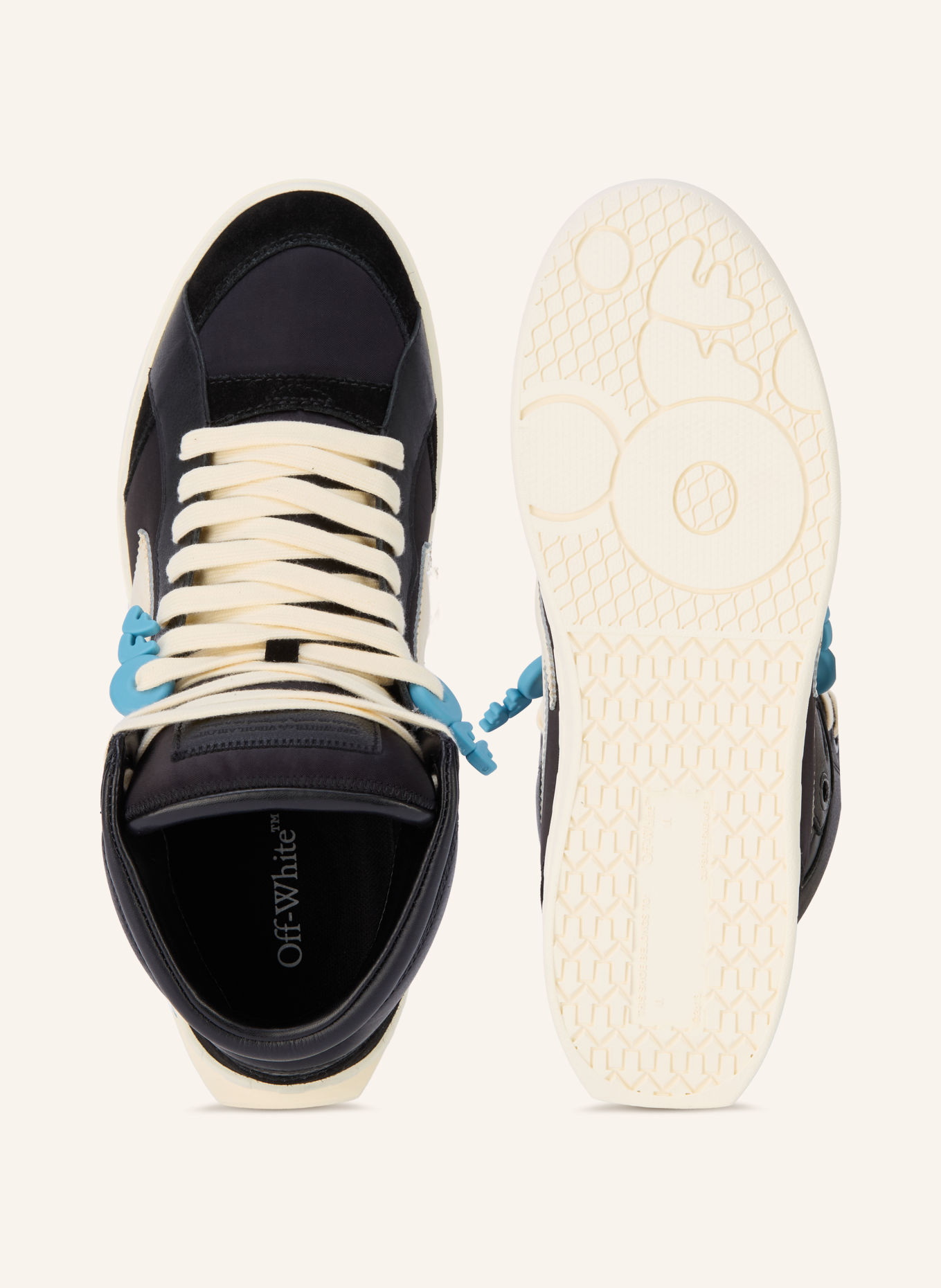 Off-White Wysokie sneakersy END OF PLAY: CZARNY / ECRU / JASNONIEBIESKI