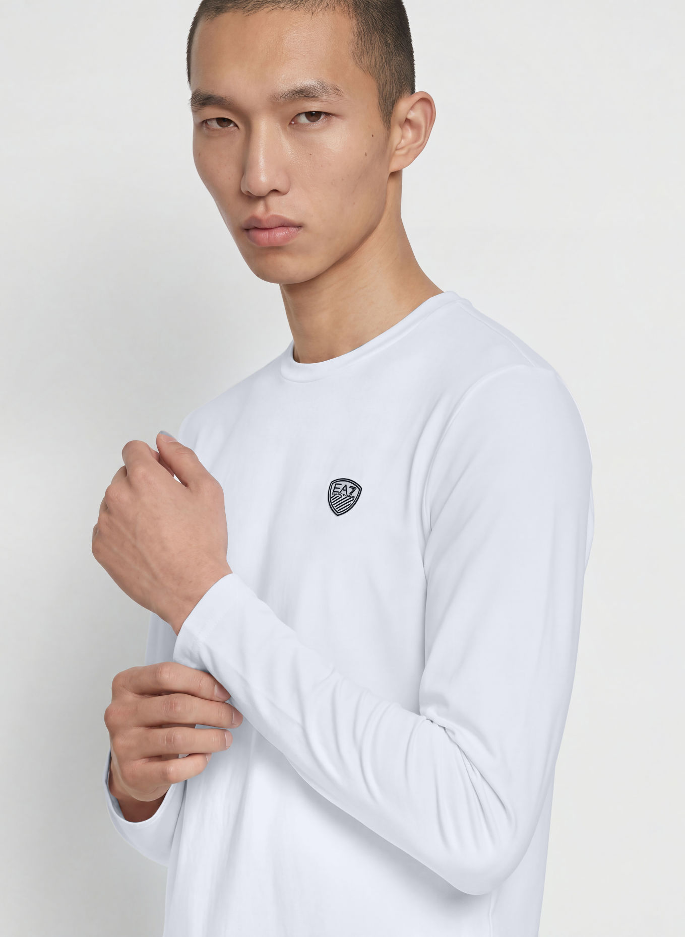 EA7 EMPORIO ARMANI Langærmet T-shirt: HVID