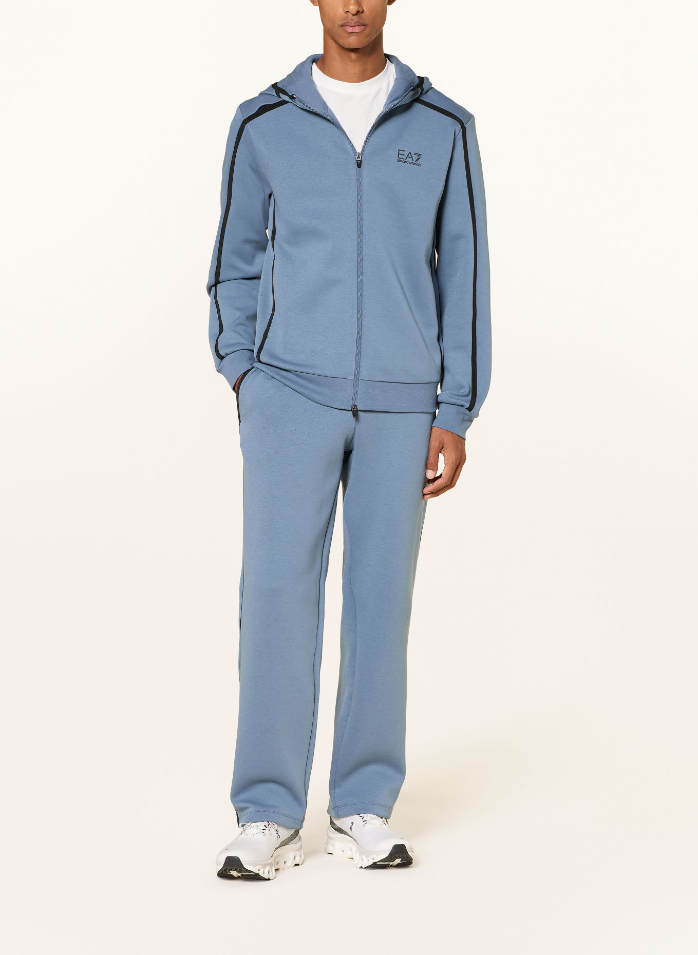 EA7 EMPORIO ARMANI Set: Sweatvest en Sweatpant: BLAUW / ZWART
