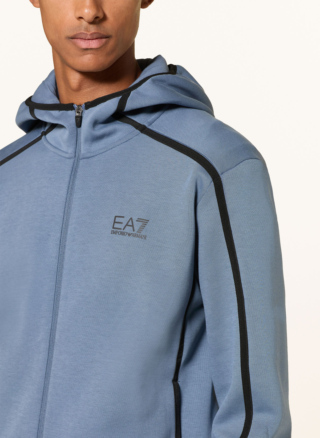 EA7 EMPORIO ARMANI Set: Sweatvest en Sweatpant: BLAUW / ZWART