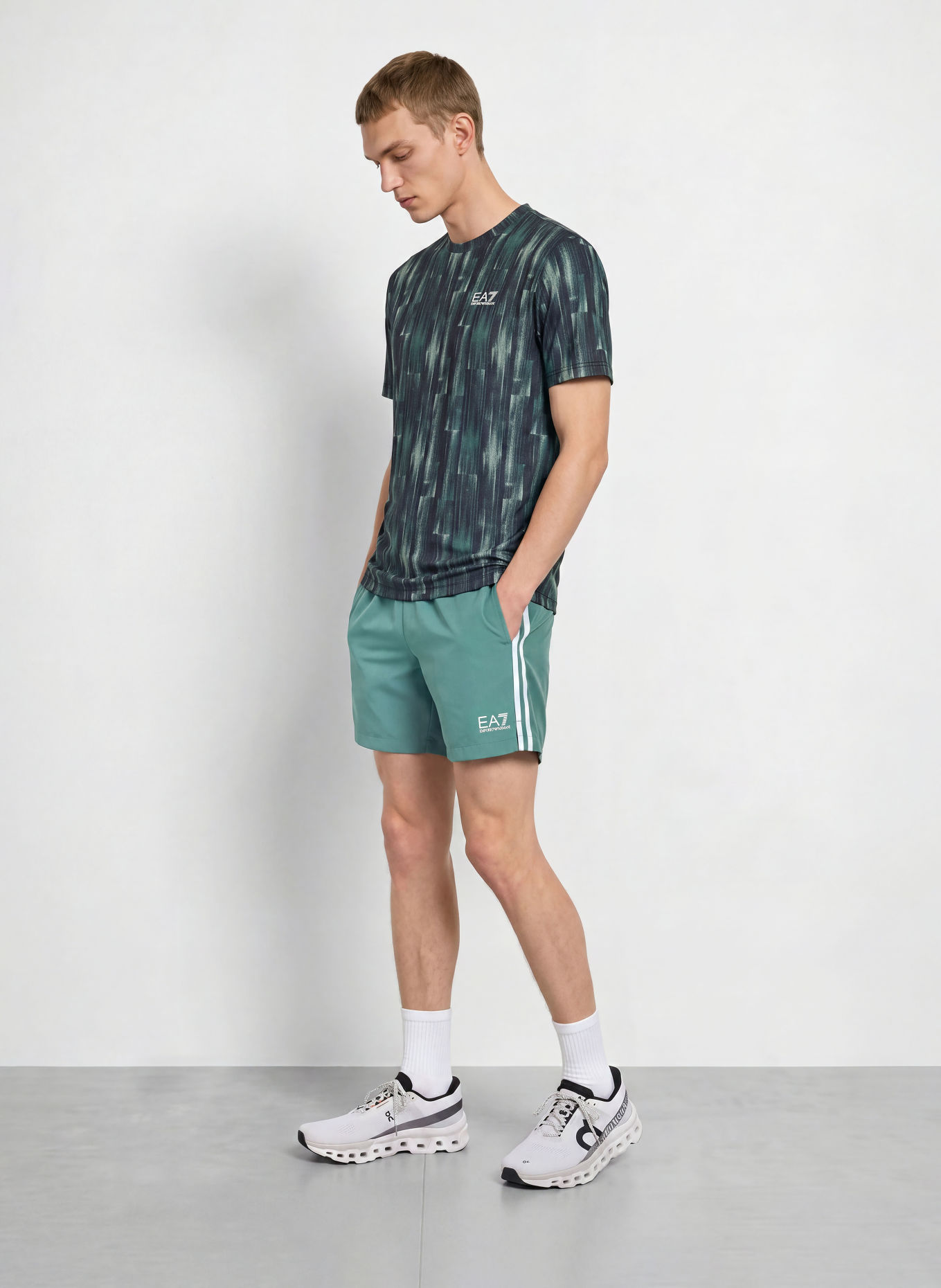 EA7 EMPORIO ARMANI Funktionsshirt: DUNKELBLAU / GRÜN