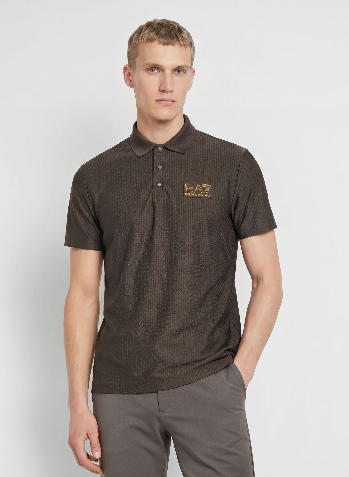 EA7 EMPORIO ARMANI Functioneel poloshirt: MARRON FONCÉ