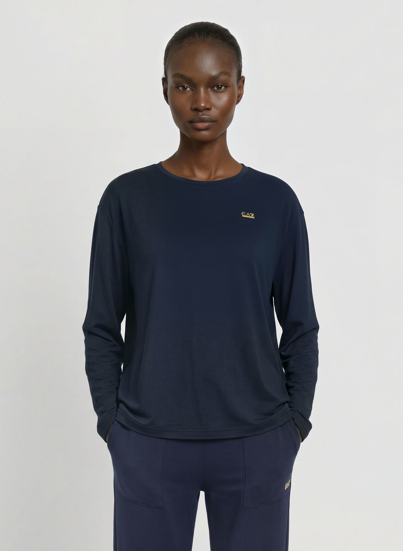 EA7 EMPORIO ARMANI Longsleeve TRAIN CORE: DONKERBLAUW