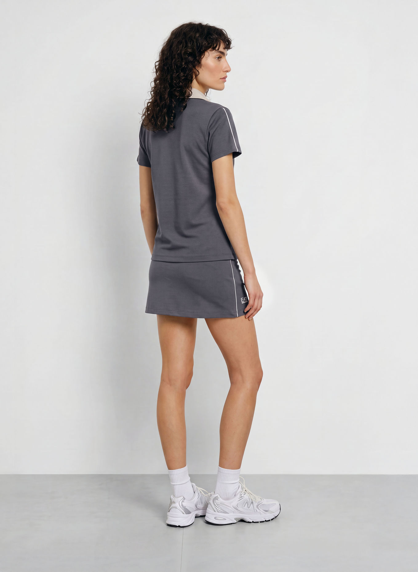 EA7 EMPORIO ARMANI Jersey-poloshirt TRAIN SPORTING CLUB: DONKERGRIJS / CRÈME