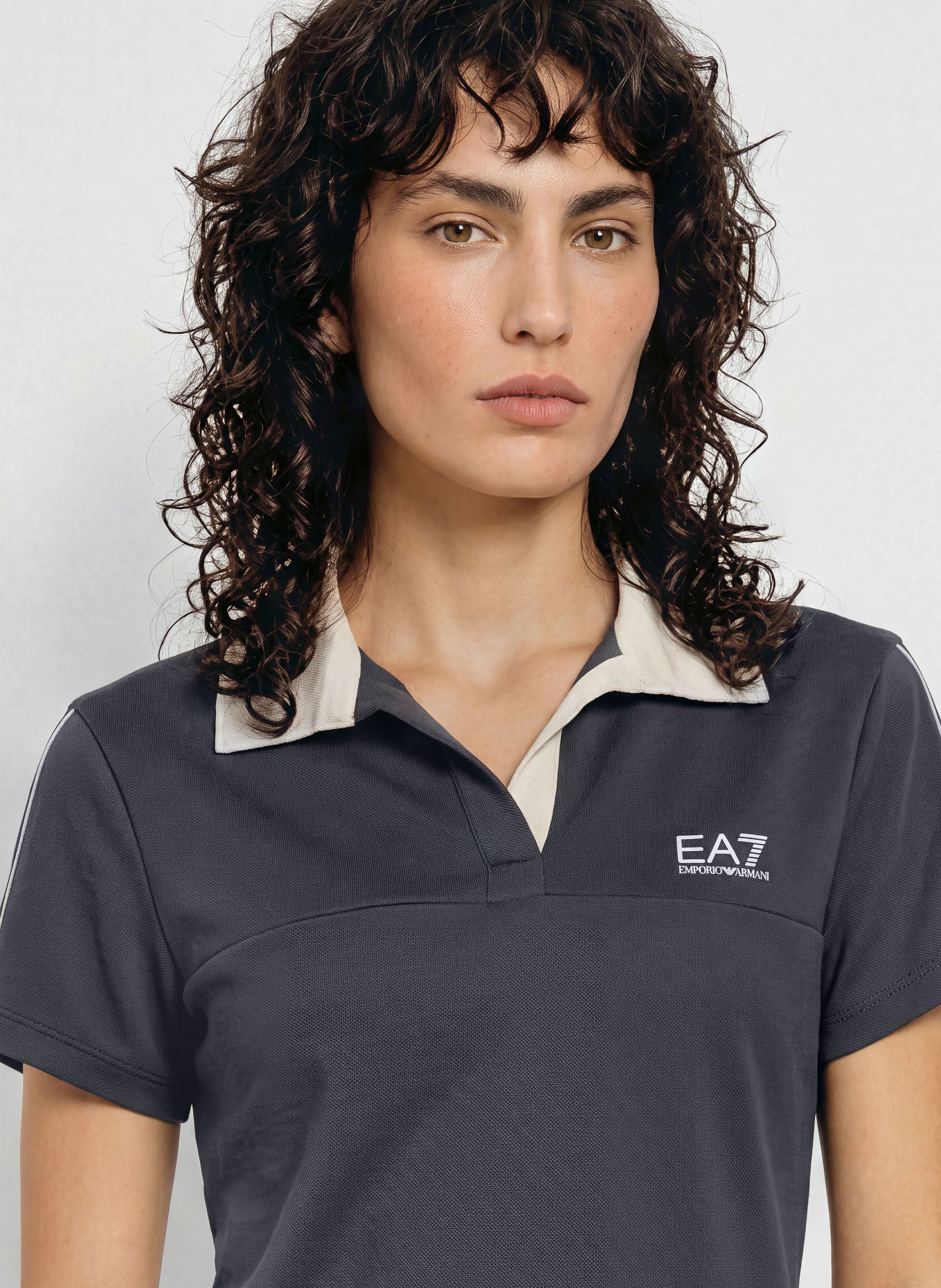 EA7 EMPORIO ARMANI Jersey polo shirt TRAIN SPORTING CLUB: DARK GRAY / CREAM