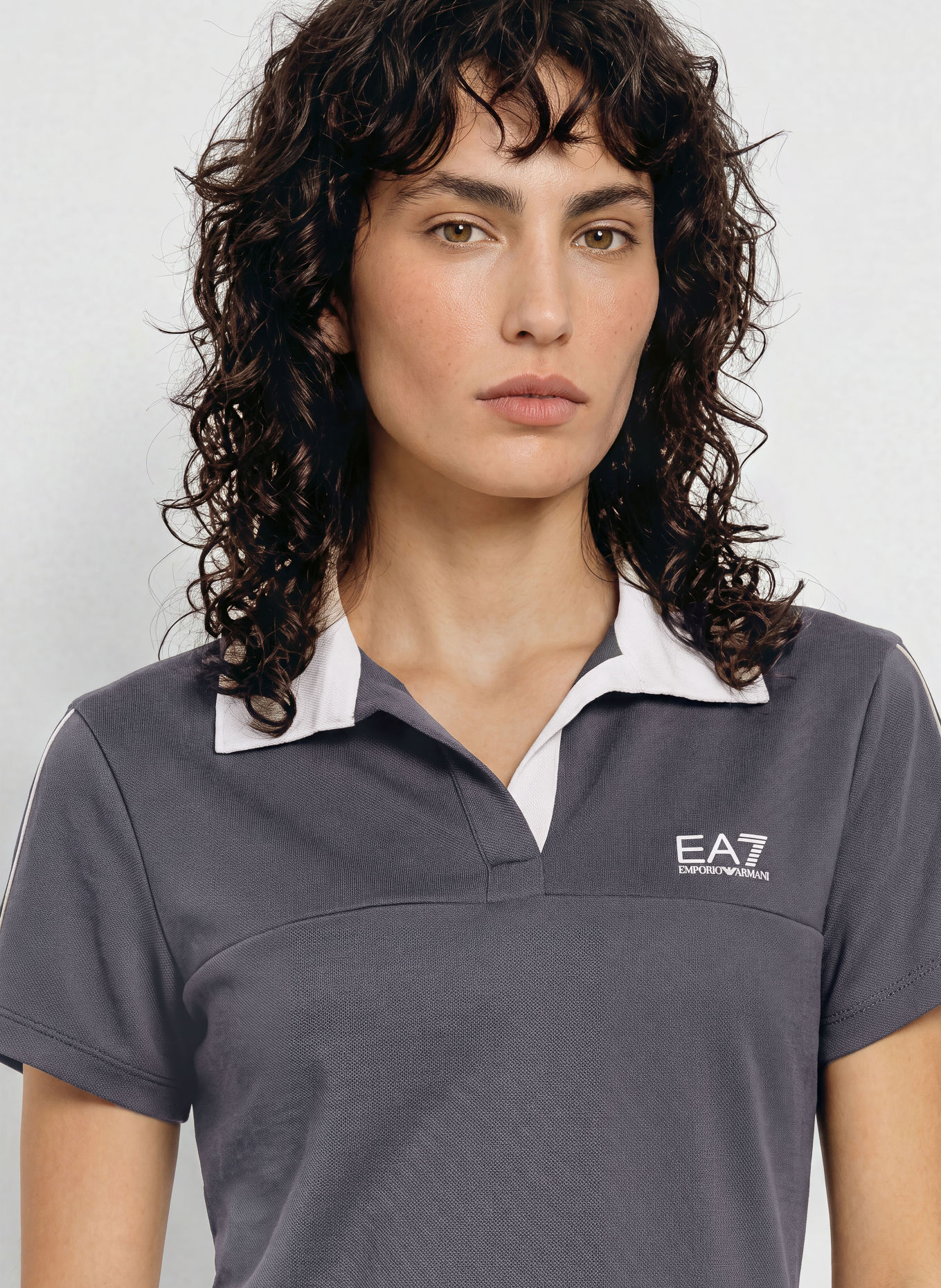 EA7 EMPORIO ARMANI Jersey-poloshirt TRAIN SPORTING CLUB: DONKERGRIJS / CRÈME