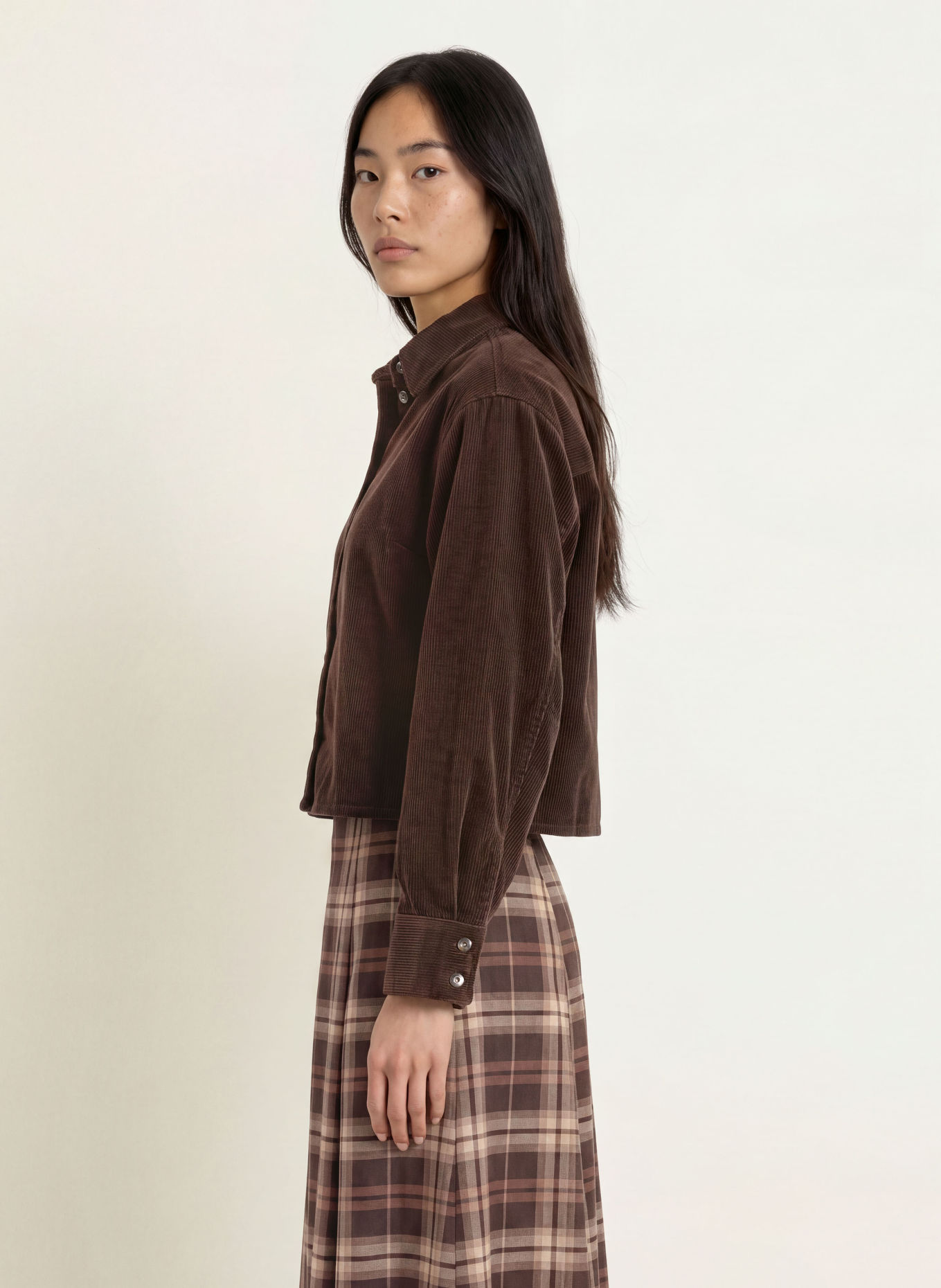 MSCH COPENHAGEN Kordový Overshirt MSCHFILIPPA: TMAVĚ HNĚDÁ