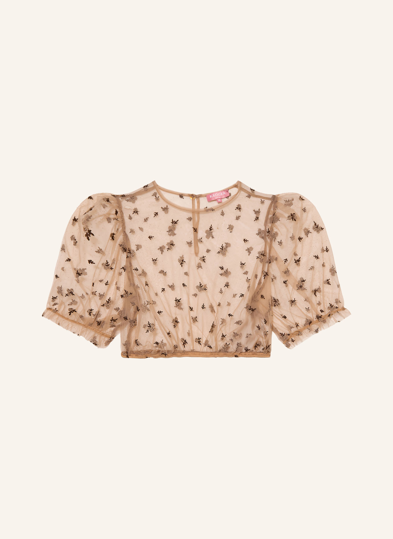 KRÜGER Dirndlblouse ARLA van mesh: BRUIN / MARRON FONCÉ / TAUPE