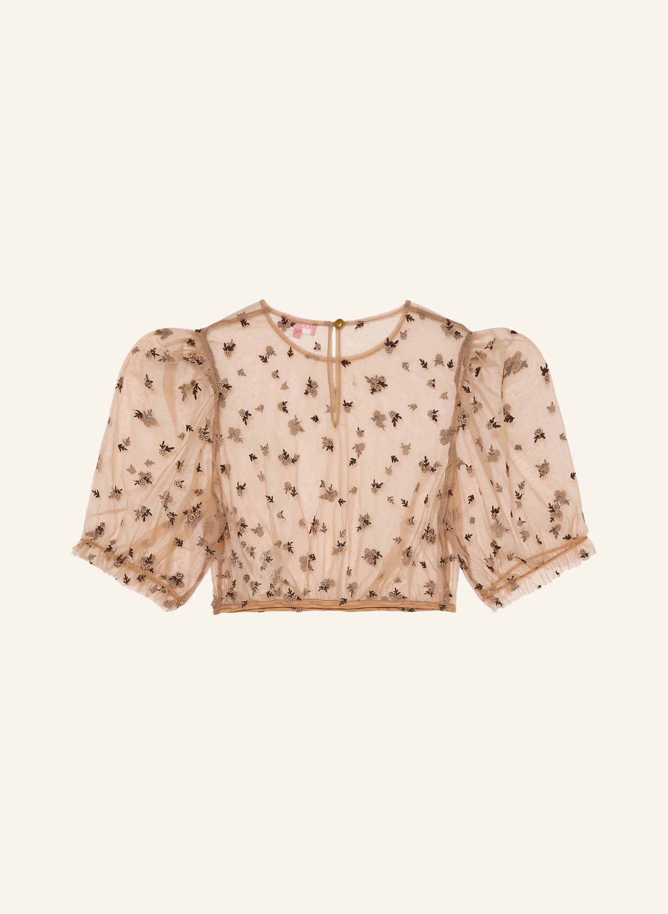 KRÜGER Dirndlblouse ARLA van mesh: BRUIN / MARRON FONCÉ / TAUPE