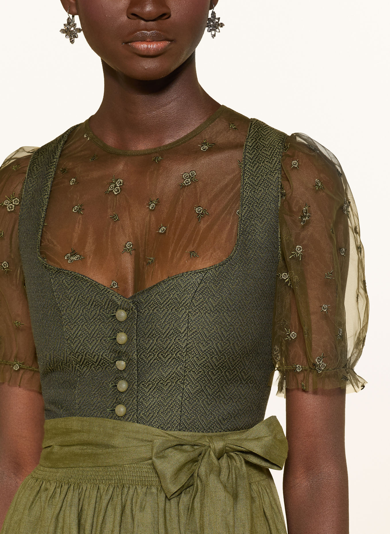 KRÜGER ARLA Mesh Dirndl blouse: OLIVE
