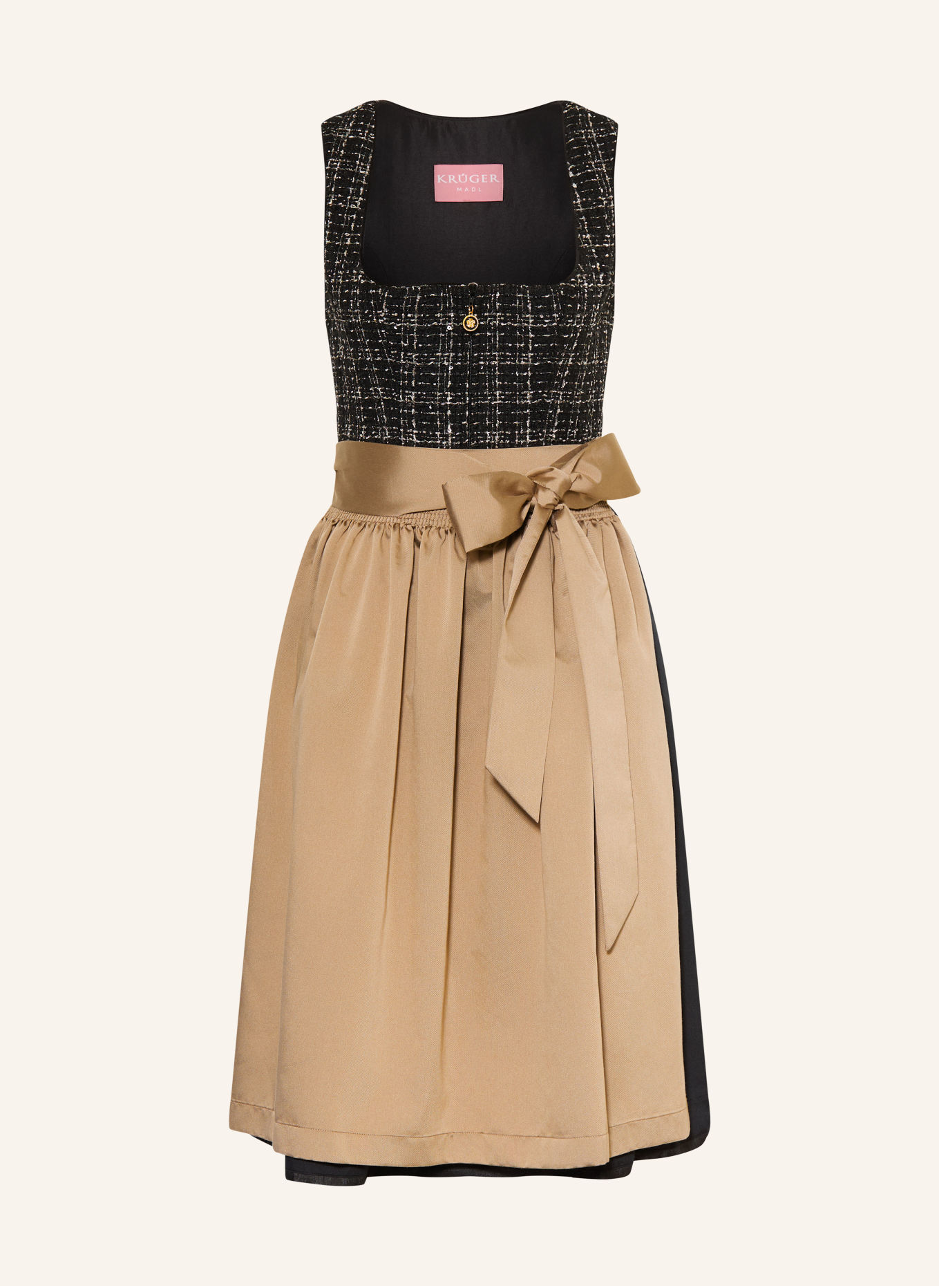 KRÜGER Dirndl mit Pailletten und Glitzergarn: SCHWARZ / GOLD / BEIGE