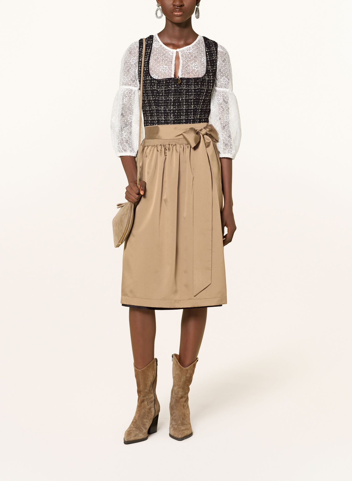 KRÜGER Dirndl mit Pailletten und Glitzergarn: SCHWARZ / GOLD / BEIGE