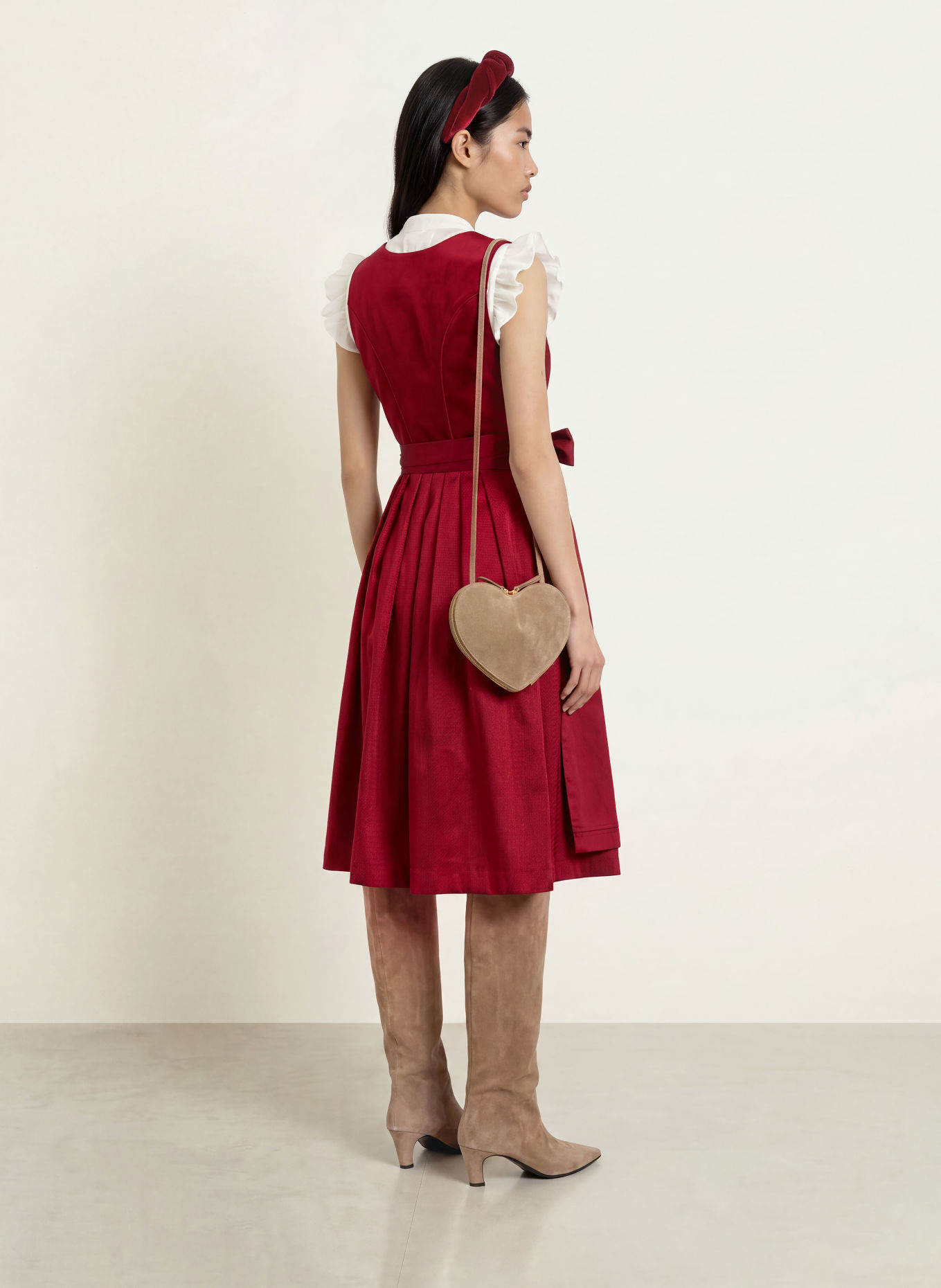 KRÜGER Dirndl: ROT / GRAU