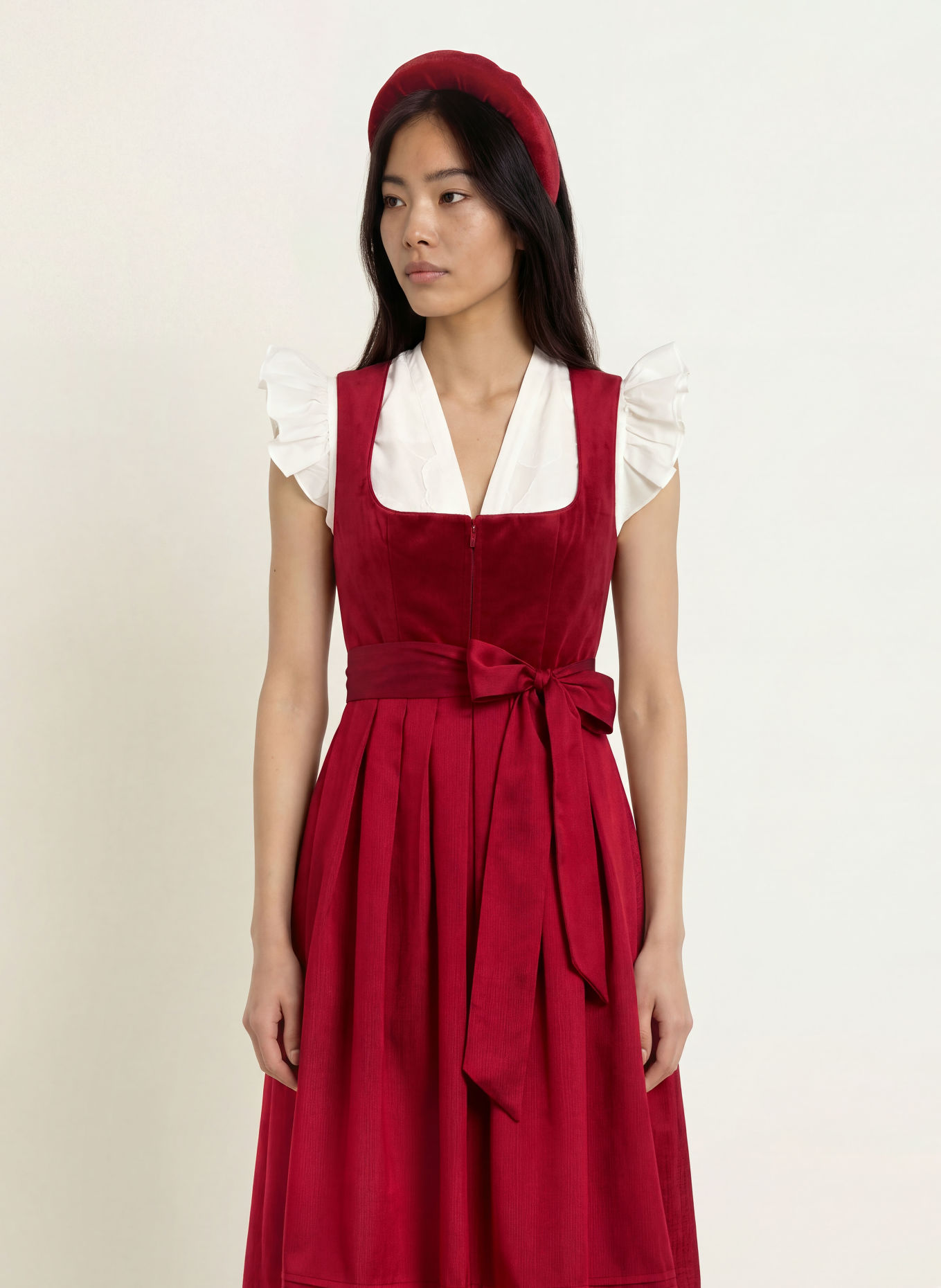 KRÜGER Dirndl: ROT / GRAU