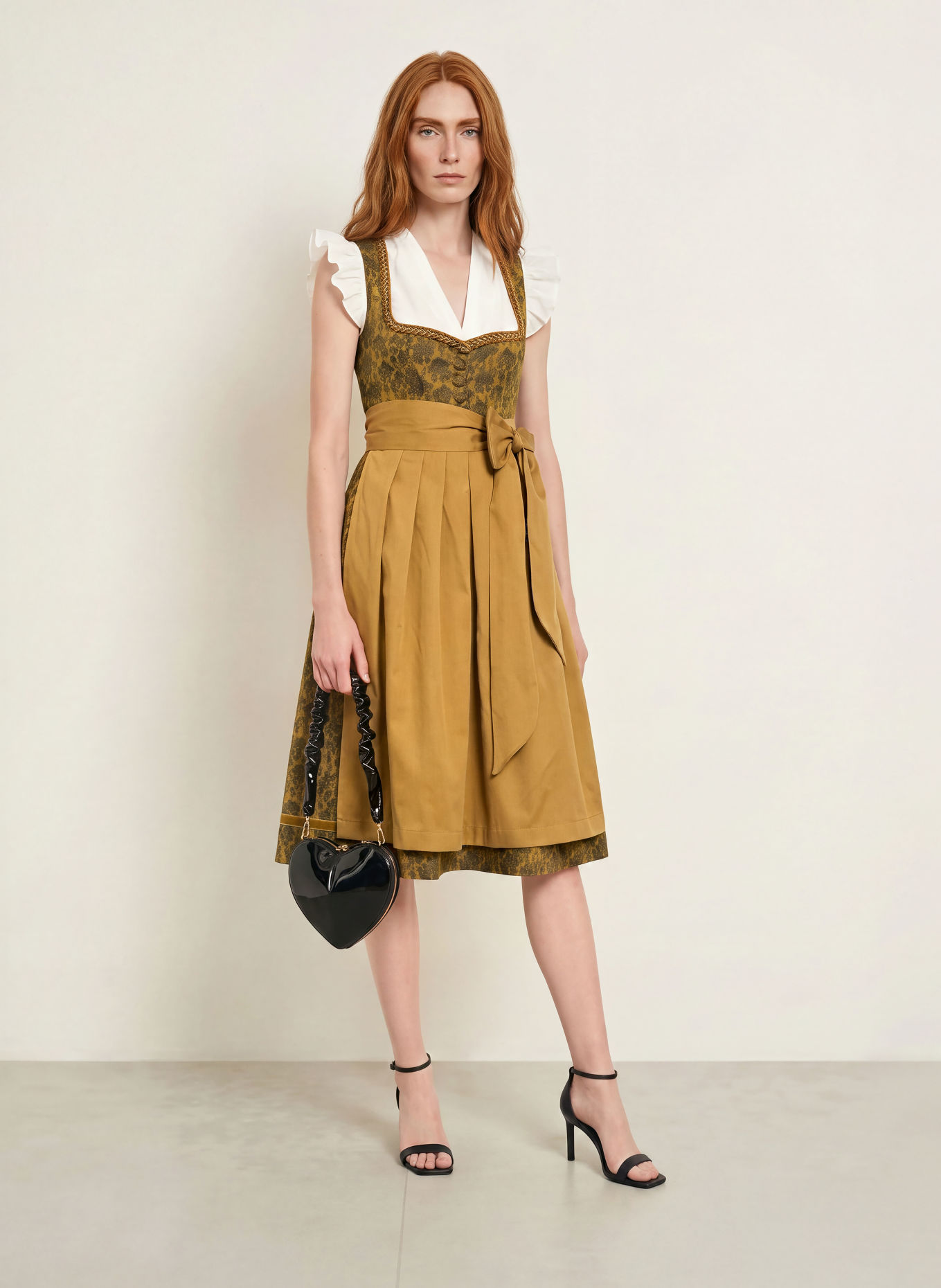 KRÜGER Dirndl OLESYA: DUNKELGELB / DUNKELBRAUN / BRAUN