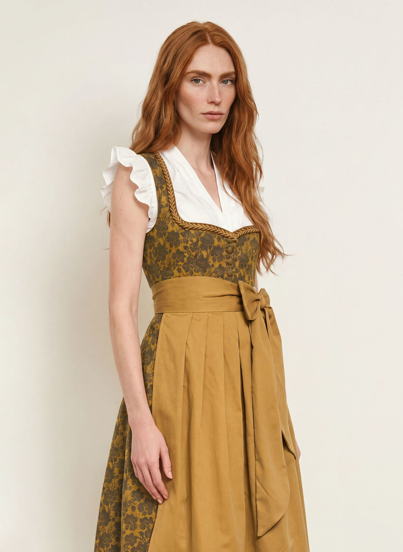 KRÜGER Dirndl OLESYA: DUNKELGELB / DUNKELBRAUN / BRAUN