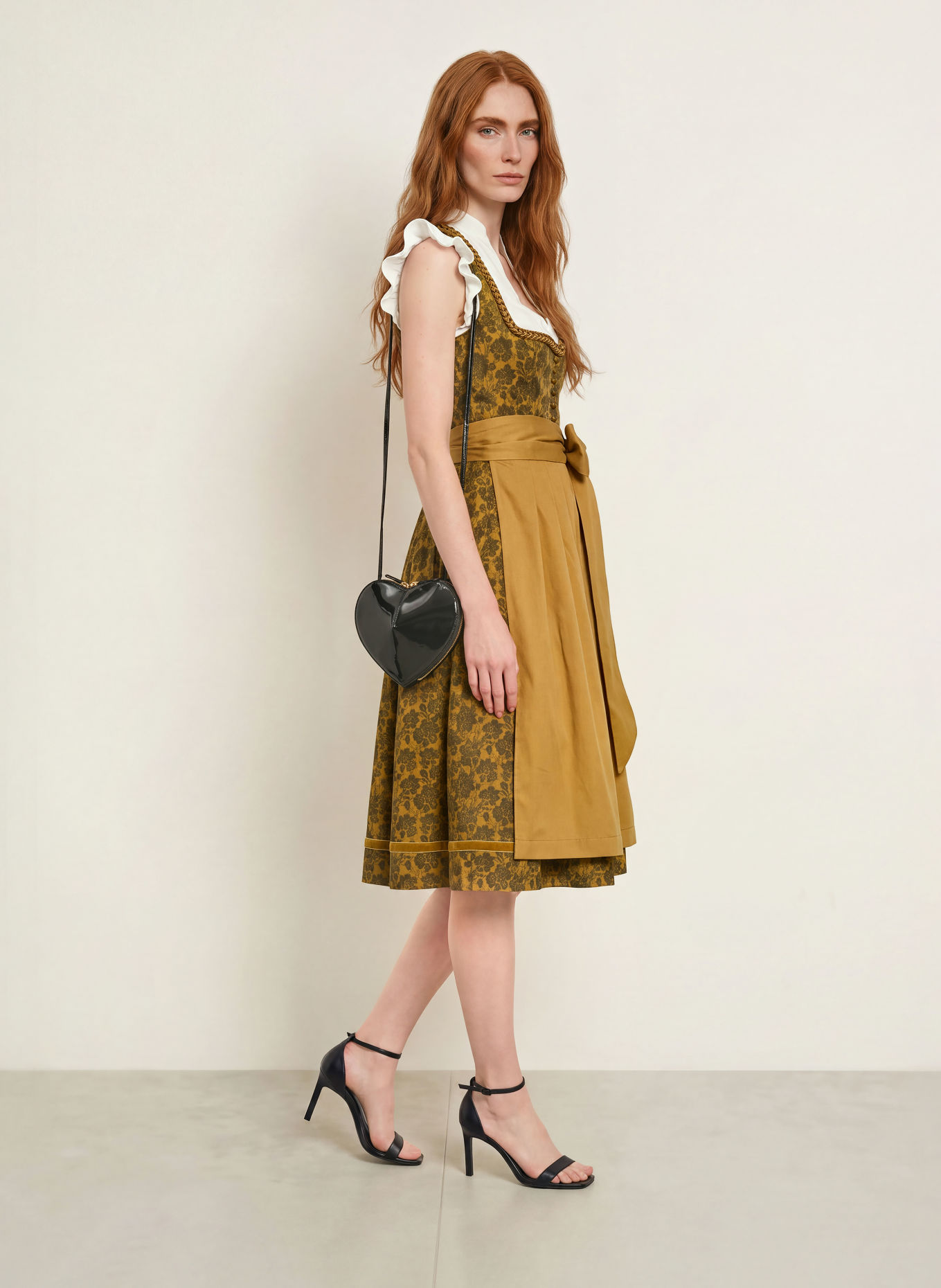 KRÜGER Dirndl OLESYA: DUNKELGELB / DUNKELBRAUN / BRAUN