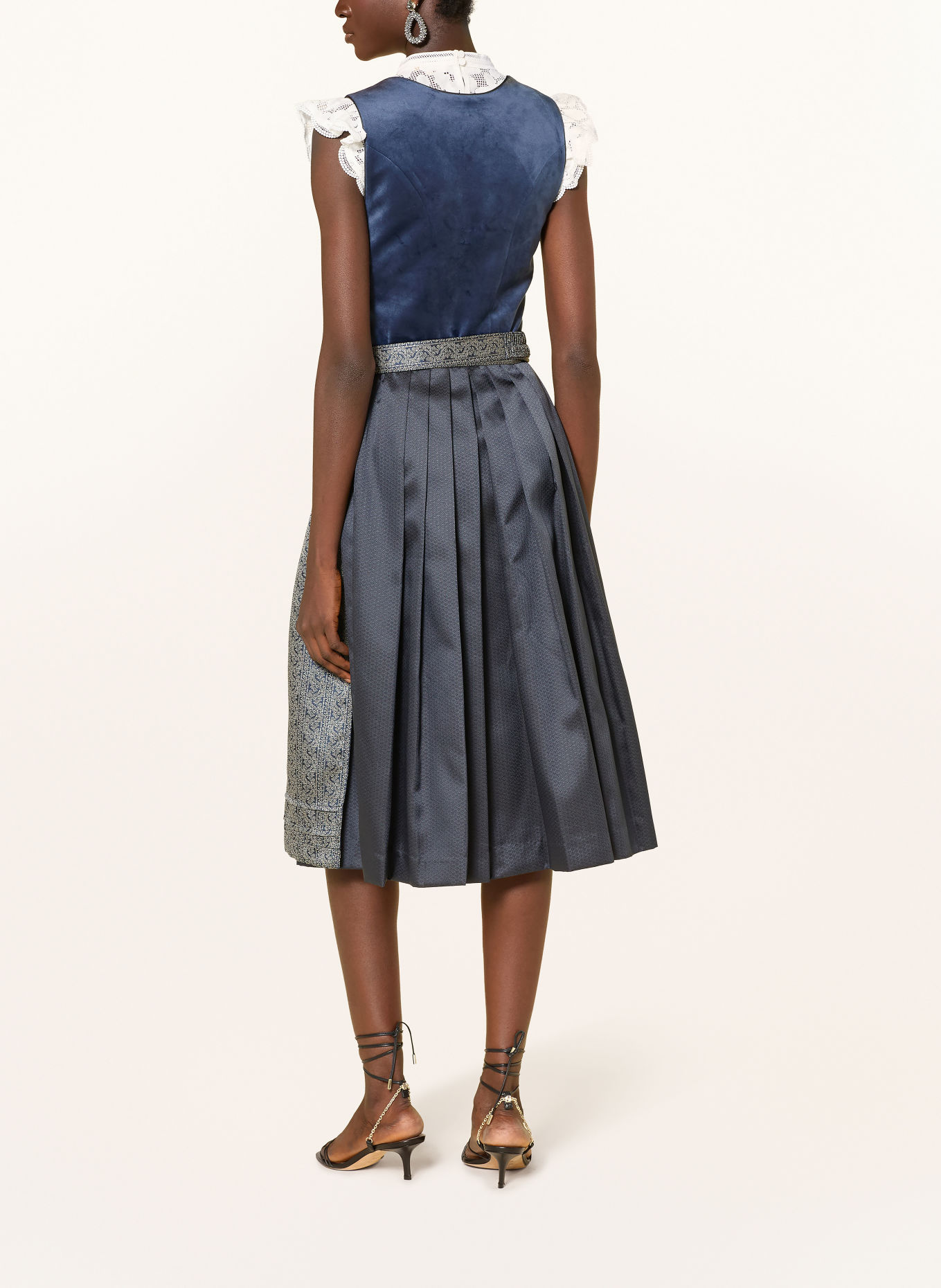 KRÜGER Dirndl AURELA: DONKERBLAUW / GRIJS