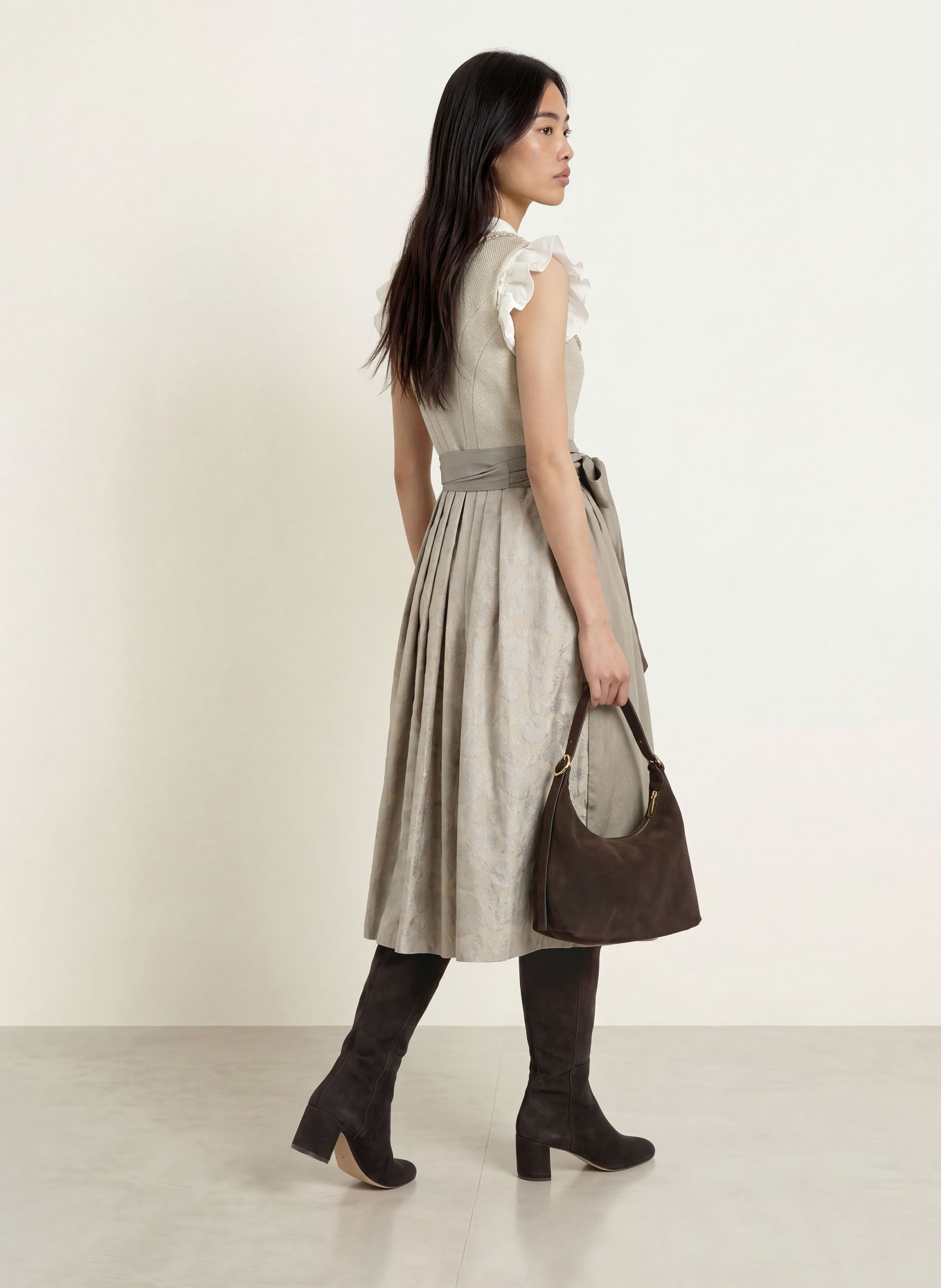 KRÜGER Dirndl THERESE: BEIGE / HELLGRAU