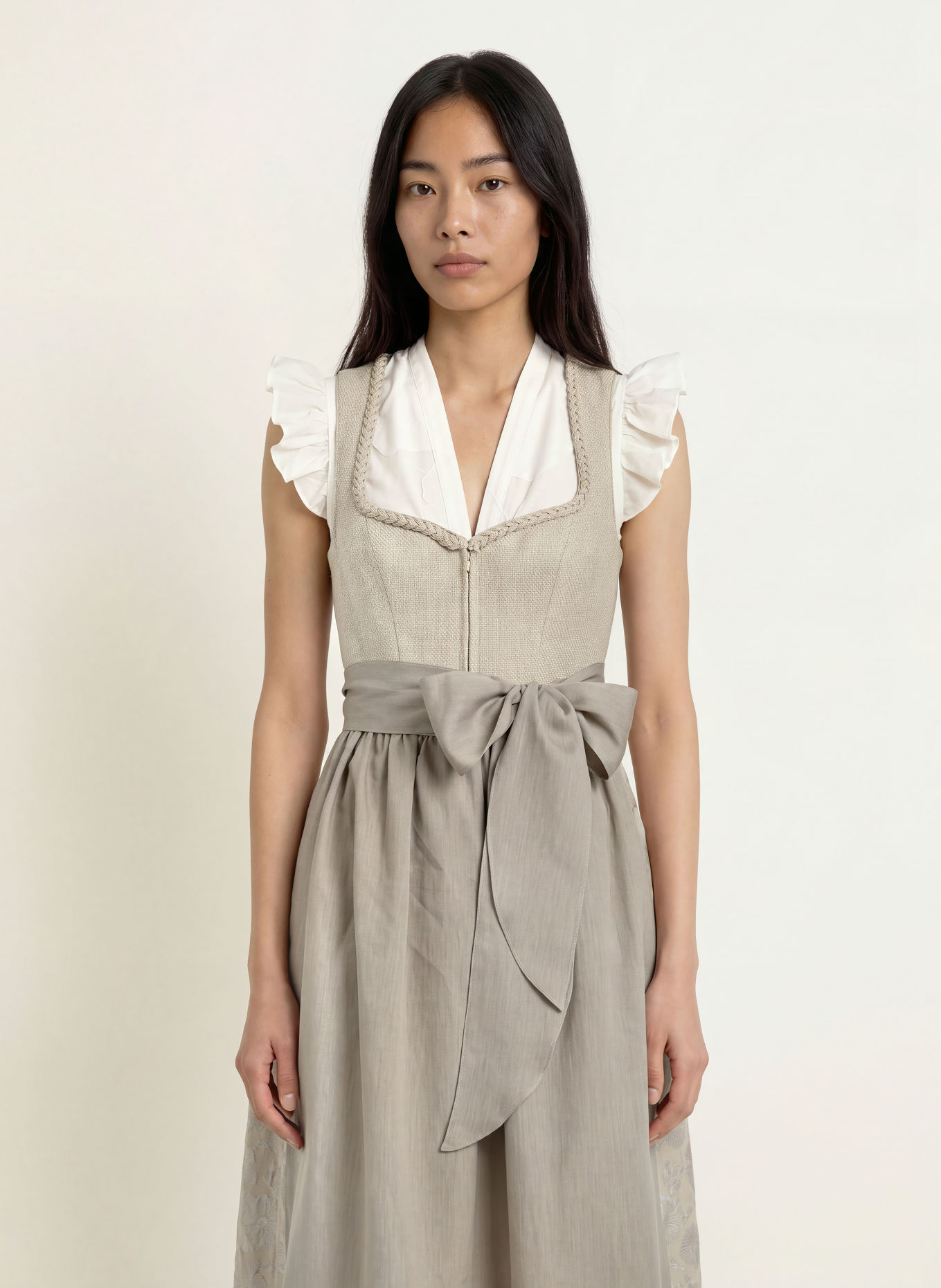 KRÜGER Dirndl THERESE: BEIGE / HELLGRAU
