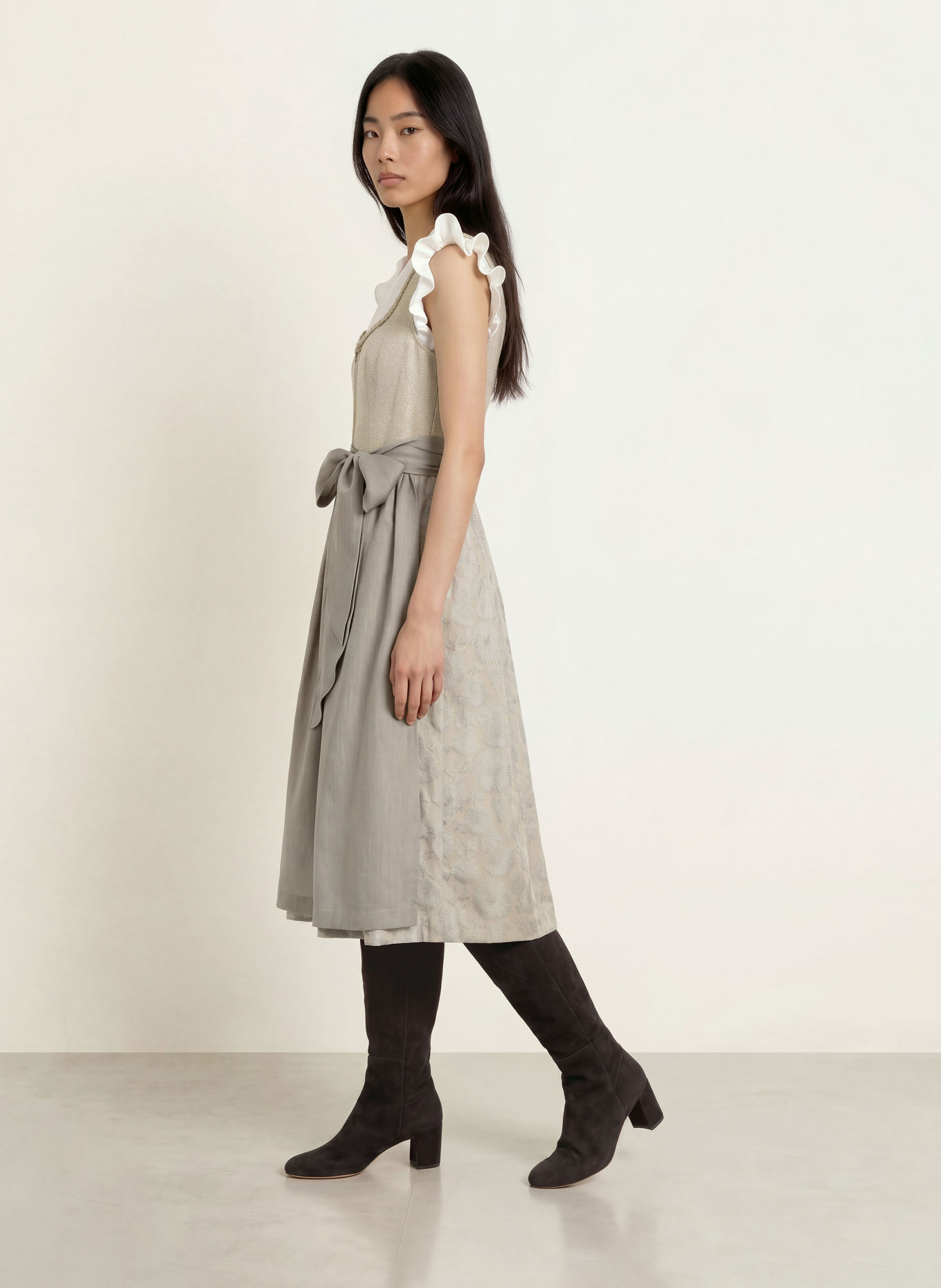 KRÜGER Dirndl THERESE: BEIGE / HELLGRAU