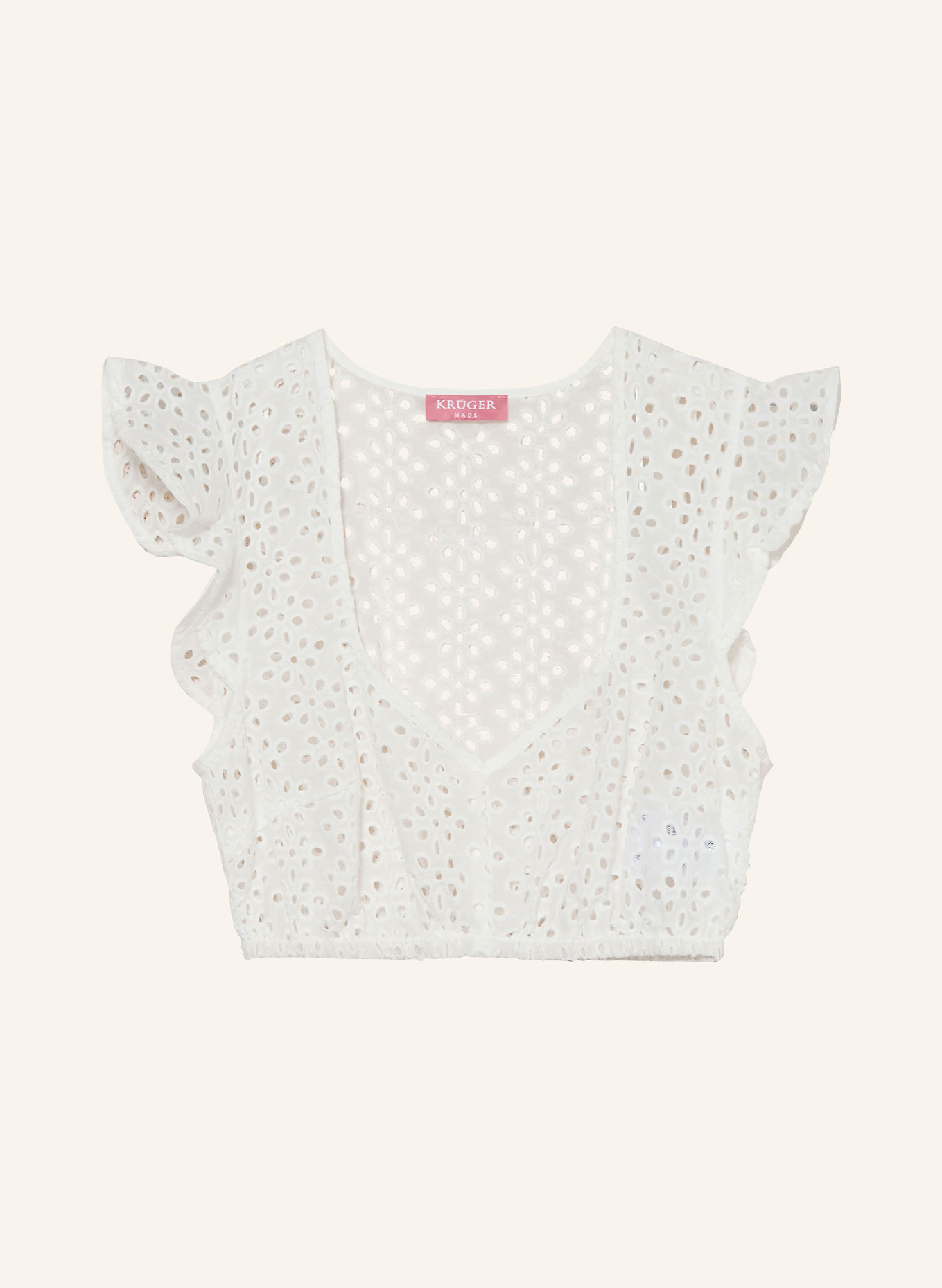 KRÜGER JEMMA Dirndl blouse Made of Openwork Lace: WHITE