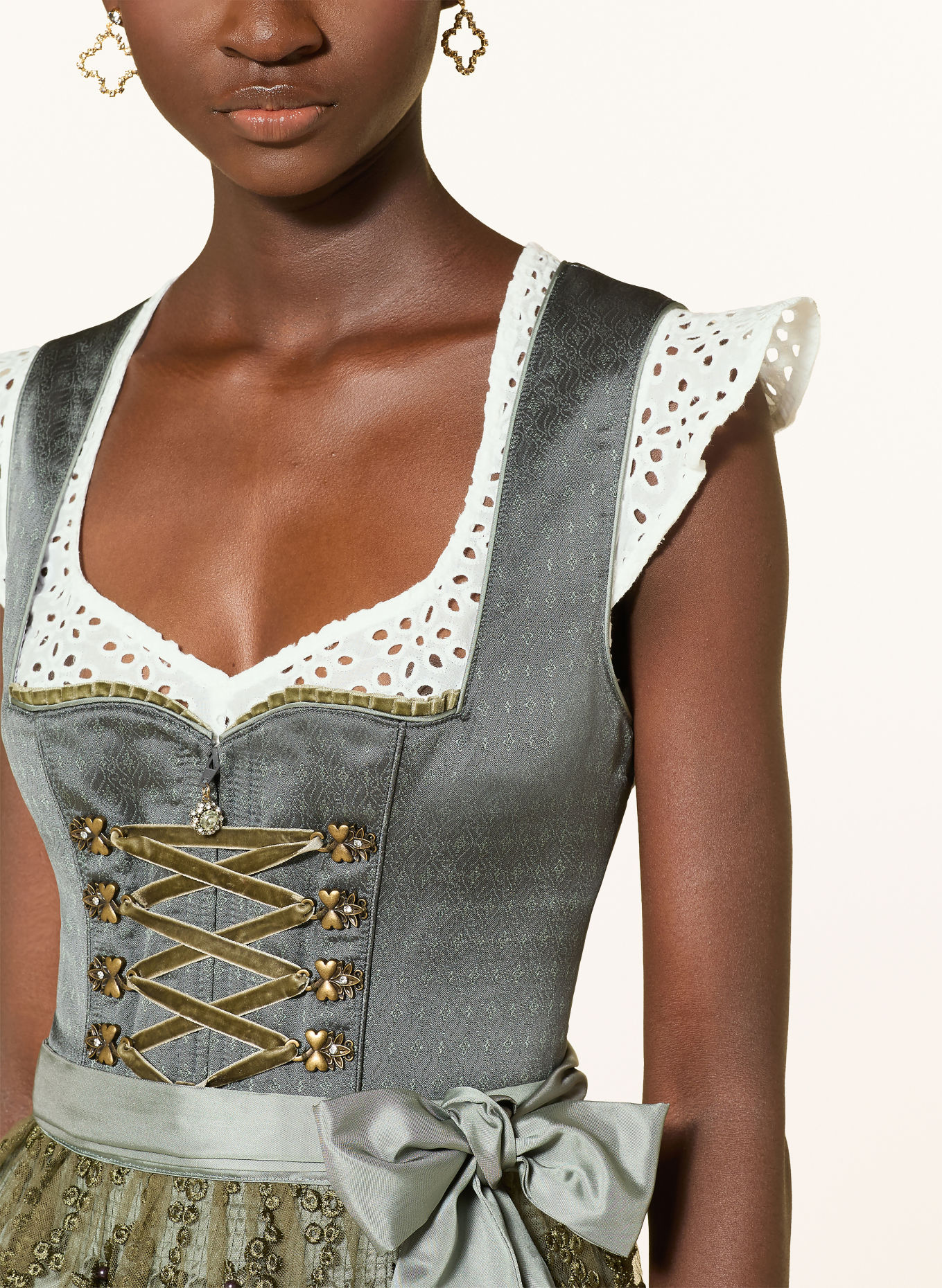 KRÜGER JEMMA Dirndl blouse Made of Openwork Lace: WHITE