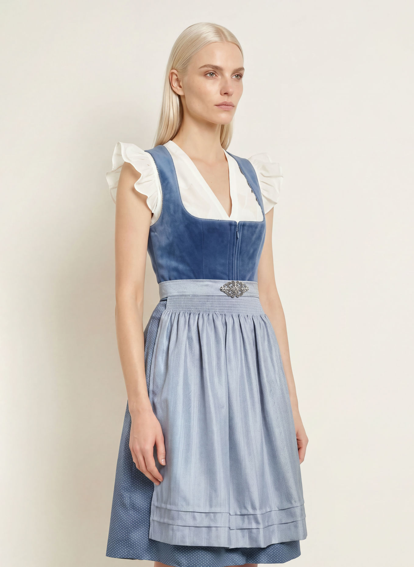KRÜGER AURELA Dirndl: LIGHT BLUE / BLUE GRAY