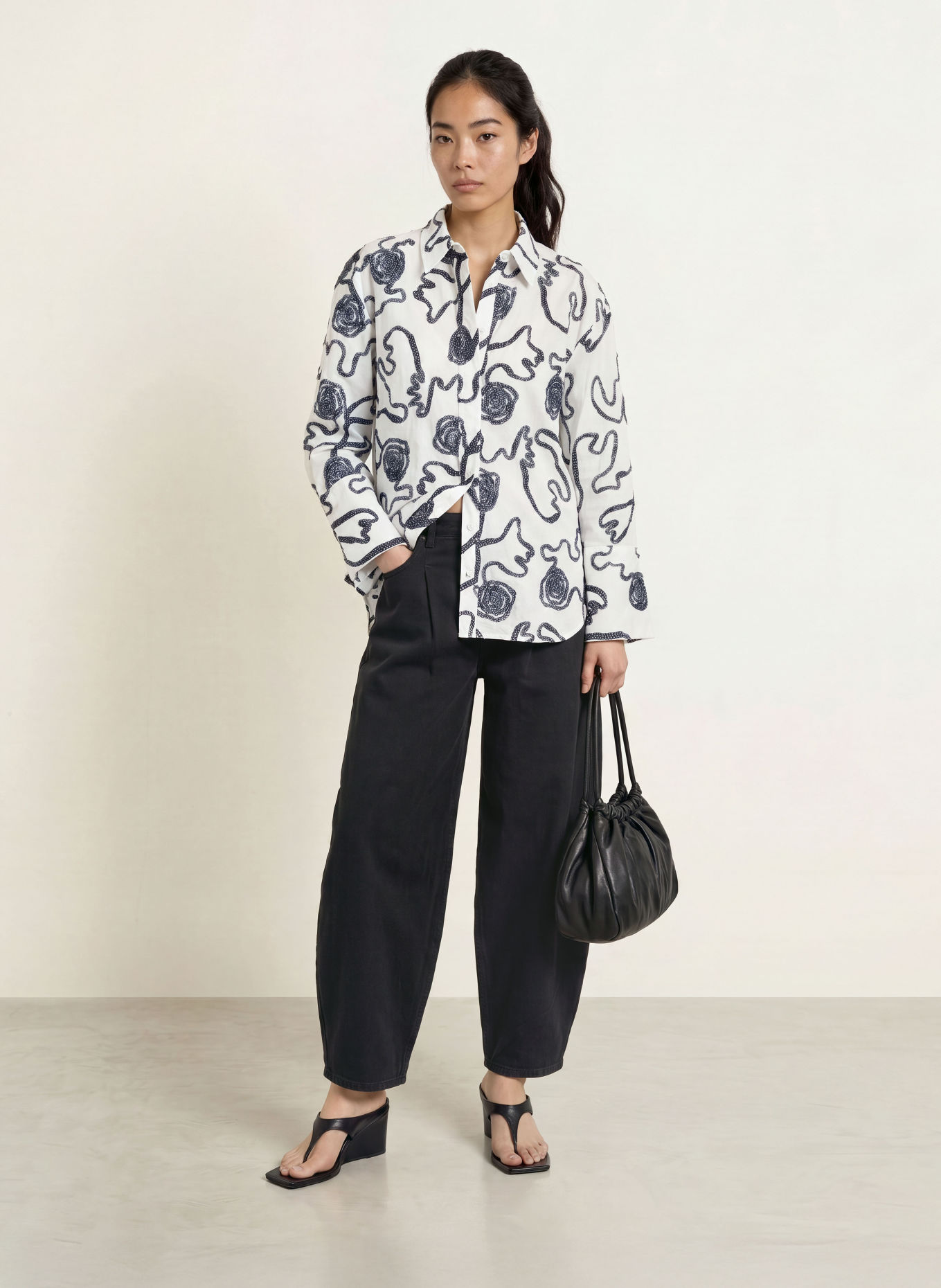 co'couture Overhemdblouse ELRICCC: WIT / DONKERBLAUW